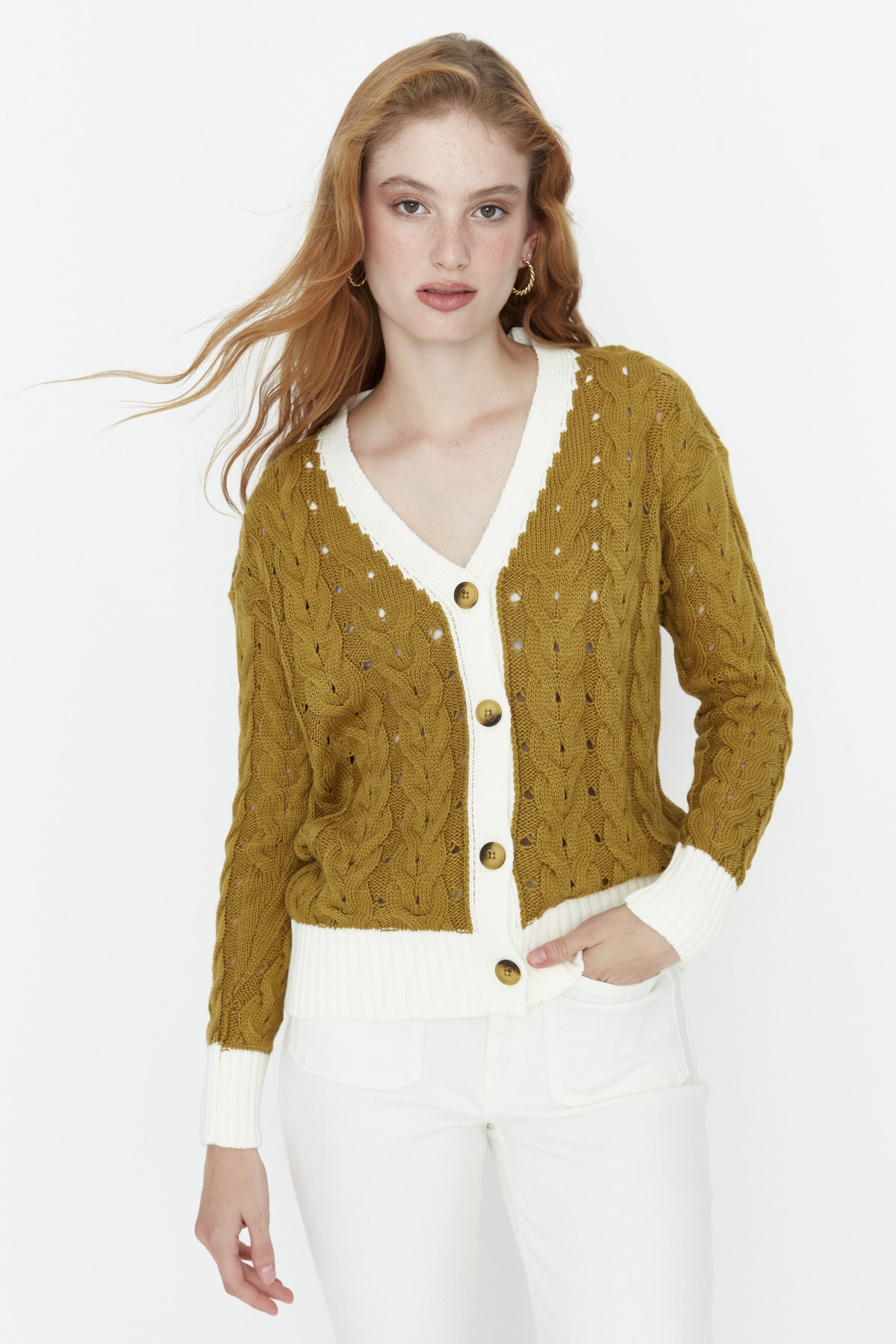 Trendyol Cardigan - Ecru - Regular fit