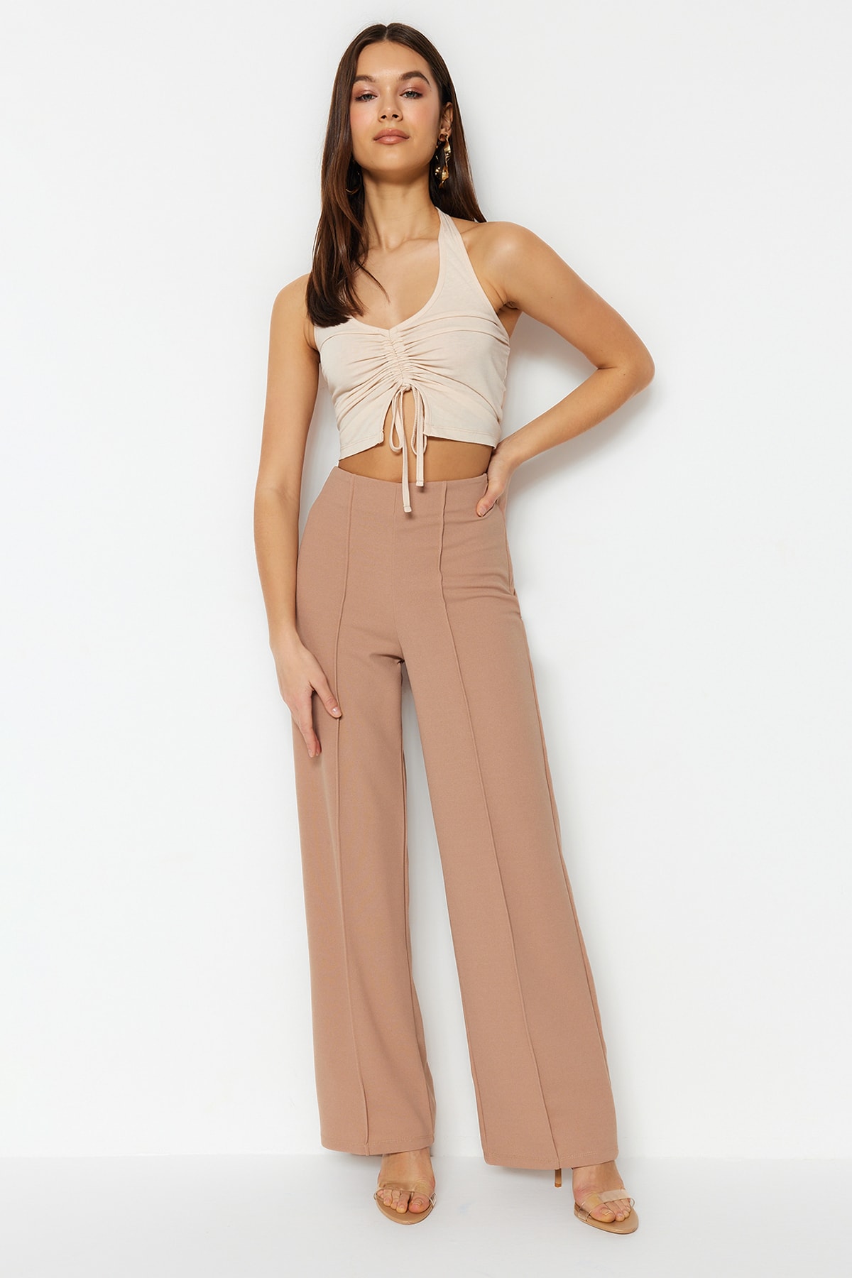 Trendyol Pants - Beige - Wide leg