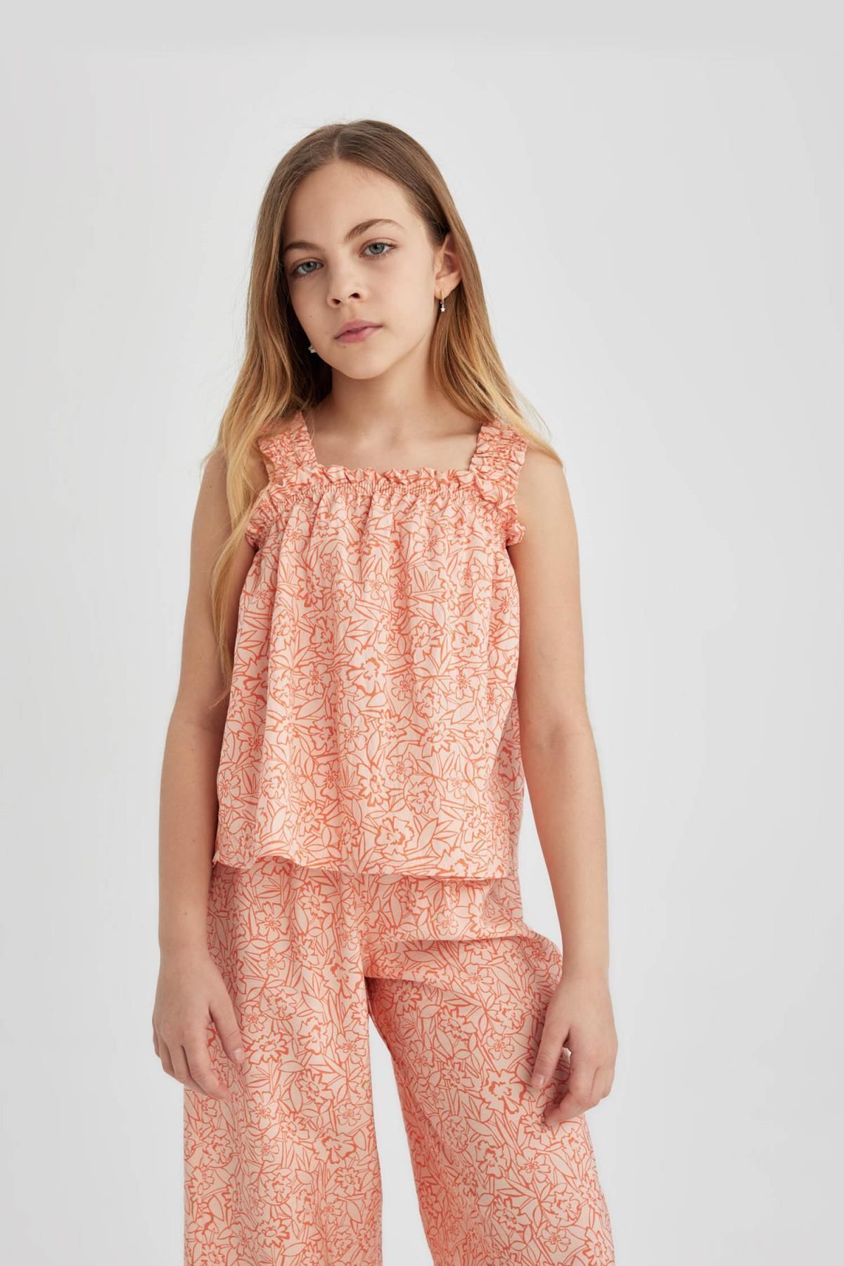 DEFACTO Girl Patterned Strappy Blouse