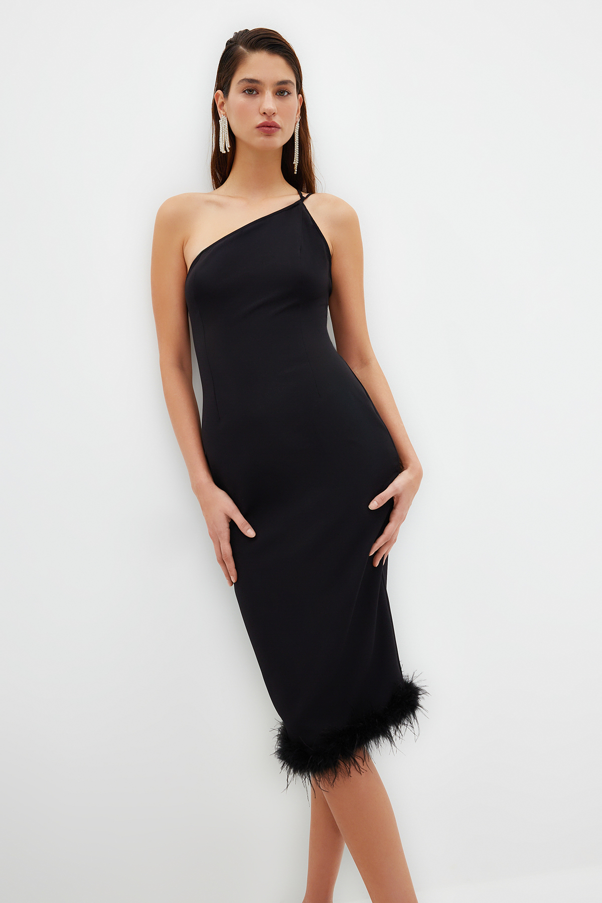 Trendyol Black, Fitted, Woven Elegant Evening Dress