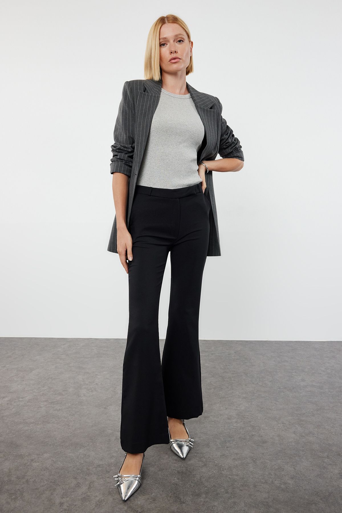 Trendyol Black Flare/Flare Woven Trousers