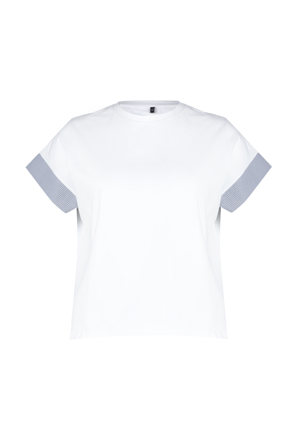 Trendyol Curve White Line Fabric Detailed Oversize Knitted T-Shirt
