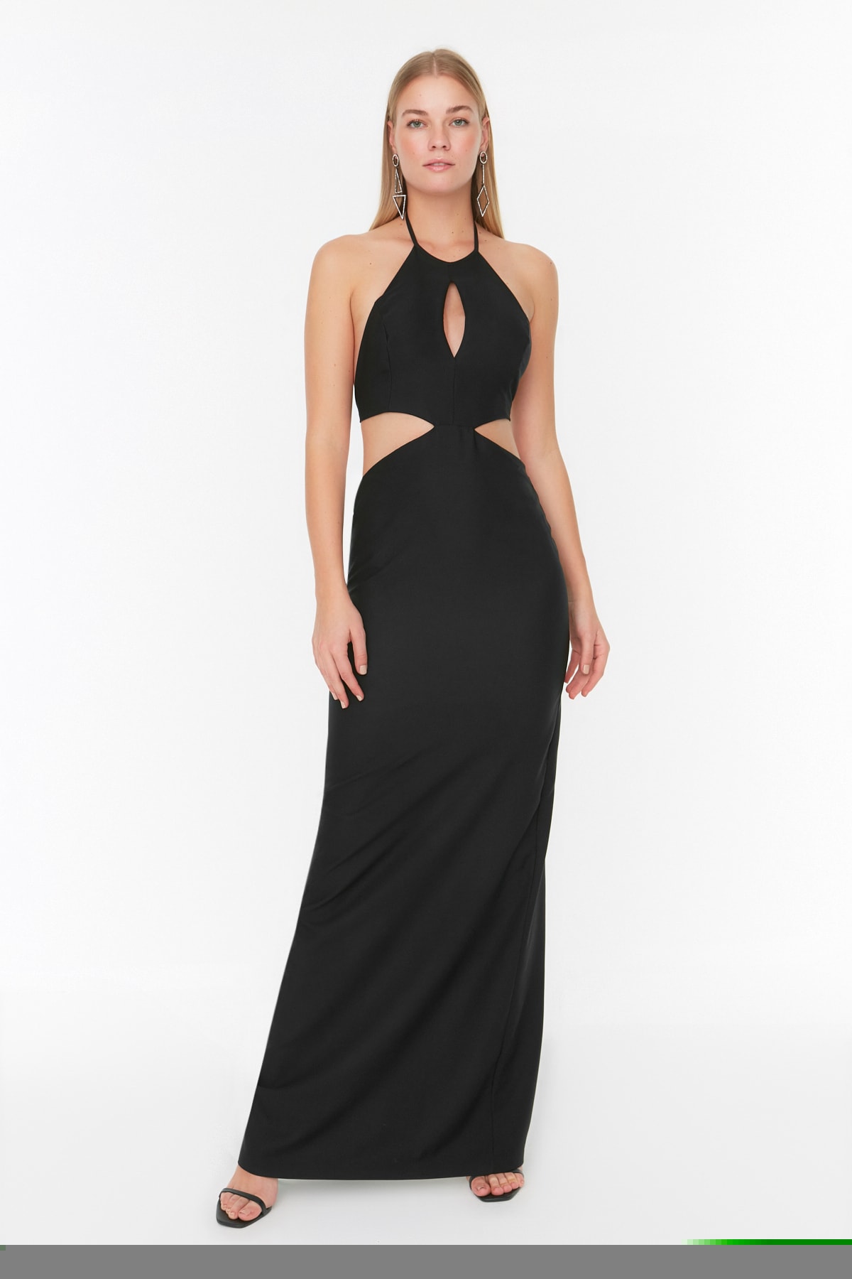 Trendyol Black Decollete Detailed Evening Dress