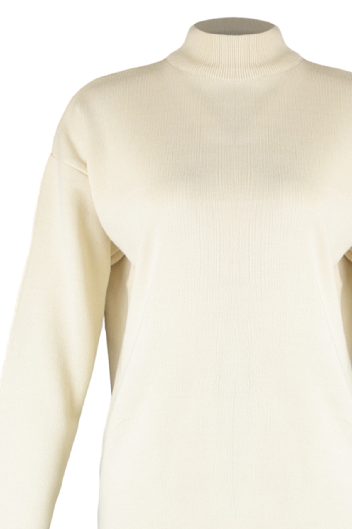 Trendyol Stone Half Turtleneck Slit Detailed Sweater-Pants Knitwear Suit