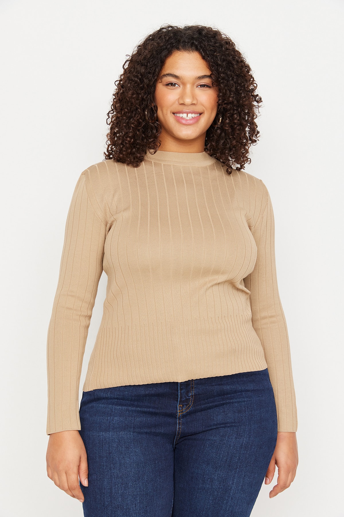 Trendyol Curve Norek Crew Neck Pletená halenka