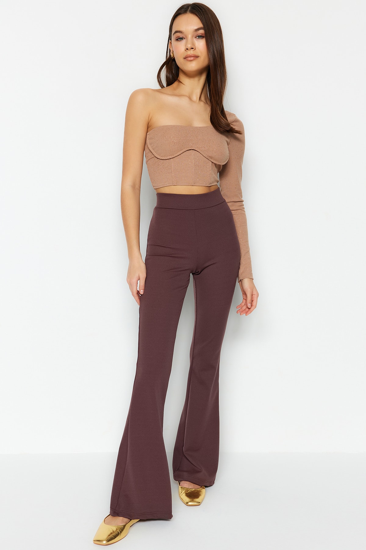 Trendyol Pants - Brown - Flare