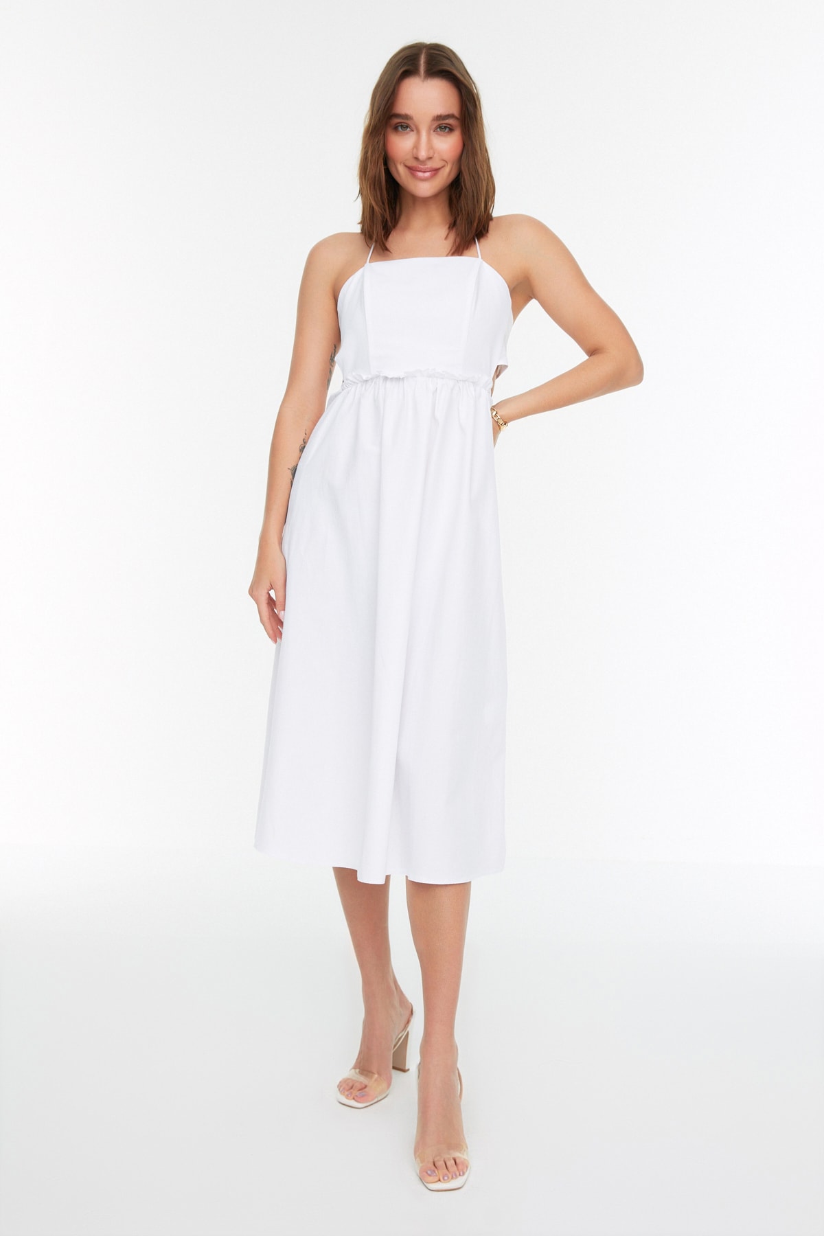 Trendyol Ecru Back Detailed Dress