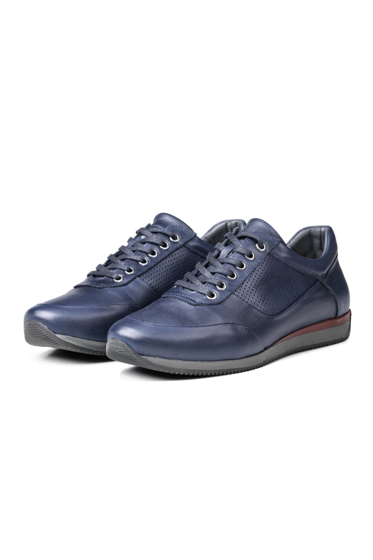 Levně Ducavelli Lion Point Men's Casual Shoes From Genuine Leather With Plush Shearling, Navy Blue.