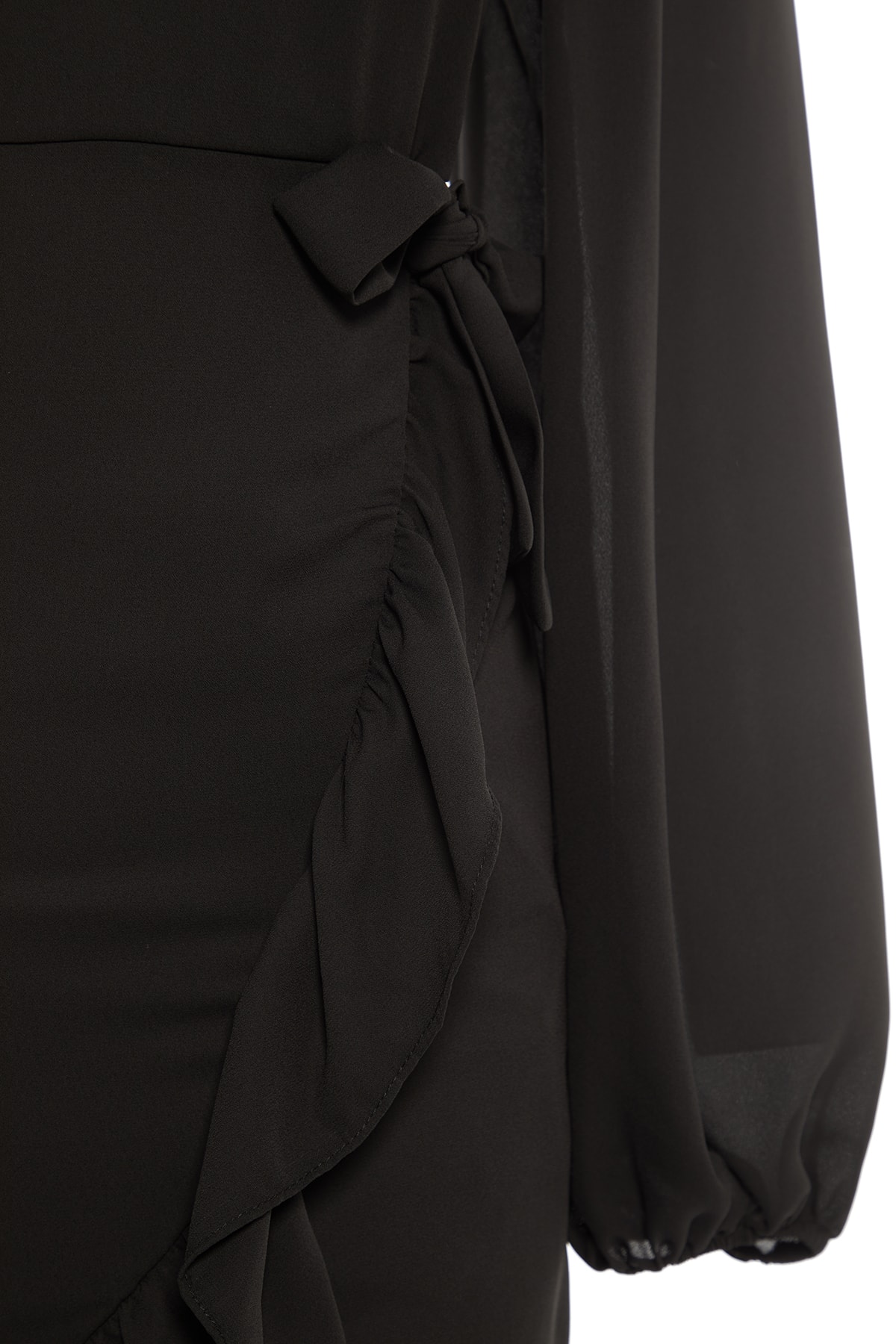 Rochie țesută țesută Trendyol Black Flounce