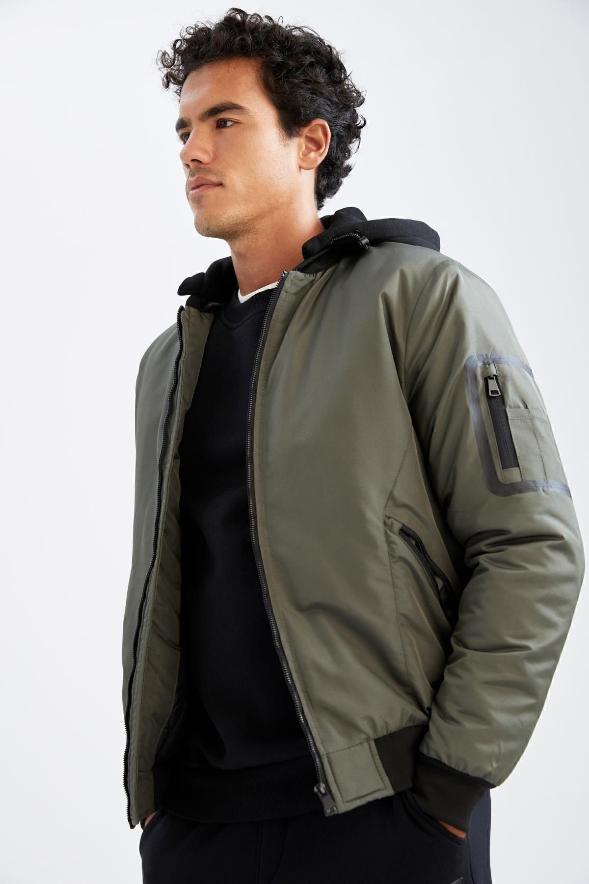 DEFACTO Windproof Water Repellent Slim Fit Hooded Coat