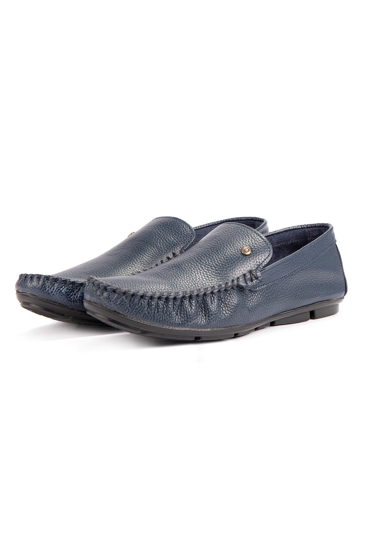 Levně Ducavelli Attic Genuine Leather Men's Casual Shoes, Rok Loafers Shoes Navy.