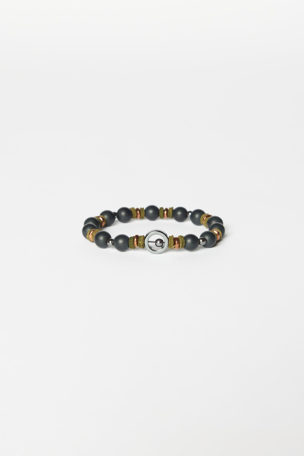 ALTINYILDIZ CLASSICS Men's Black-khaki Natural Stone Bead Bracelet