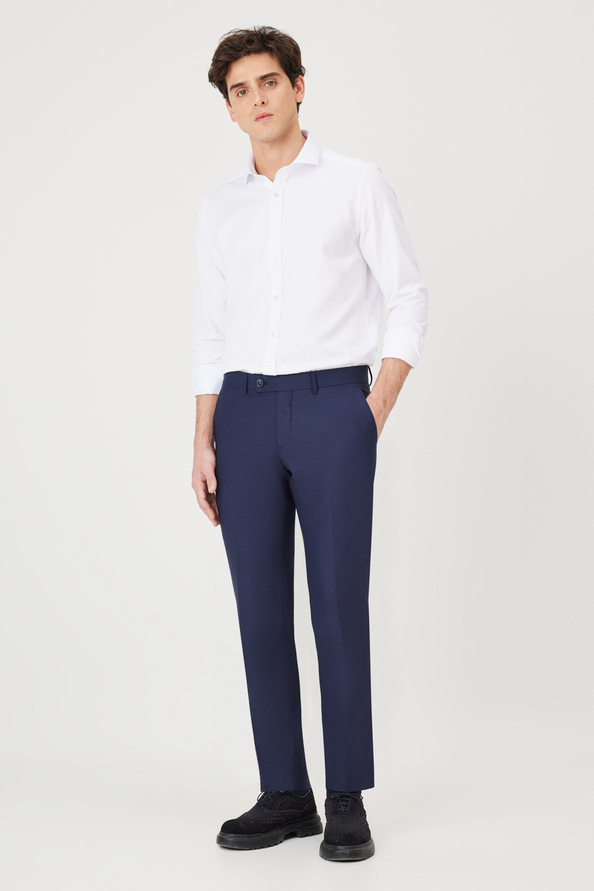 AC&Co / Altınyıldız Classics Men's Navy Blue Slim Fit Slim Fit Classic Side Pocket Trousers