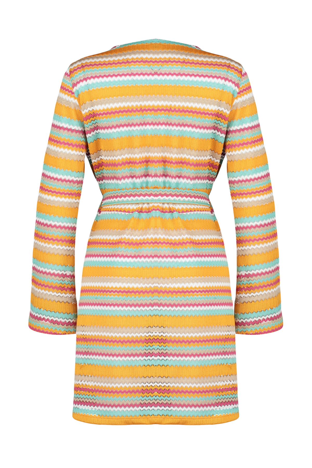 Trendyol Geometric Patterned Belted Mini Knitted Kimono&amp;Kaftan