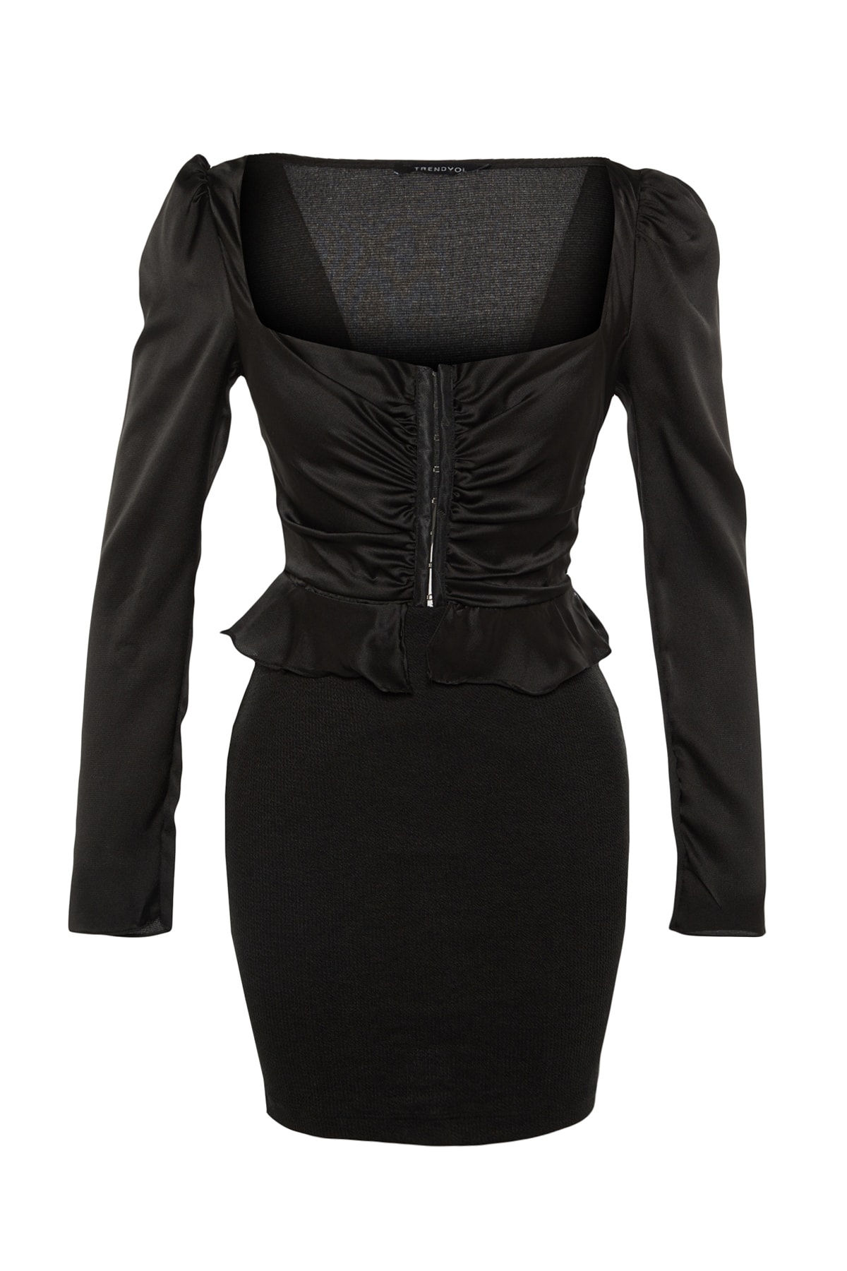 Rochie de seara neagra cu guler patrat Trendyol