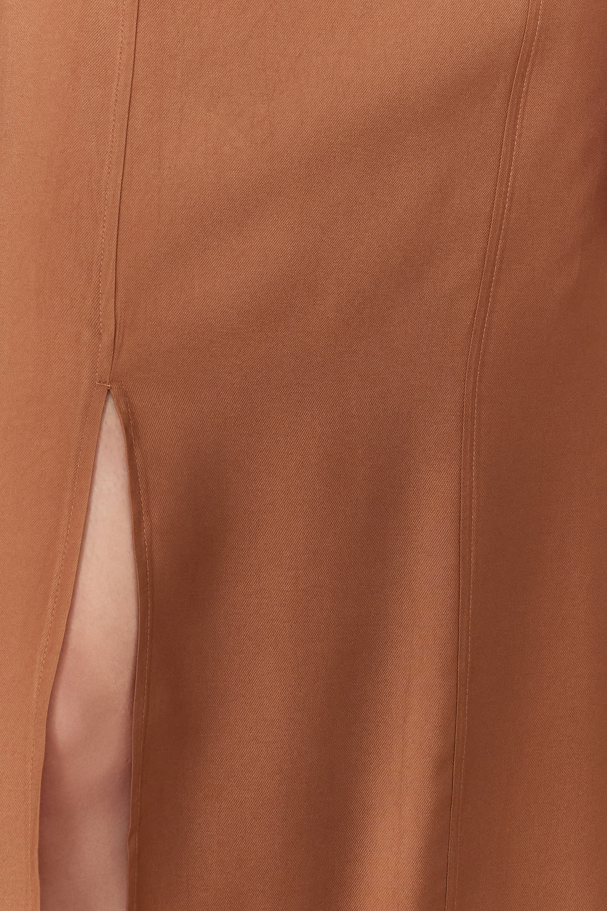 Trendyol Brown A-Line Square Neck Slit Strap Midi Woven Dress