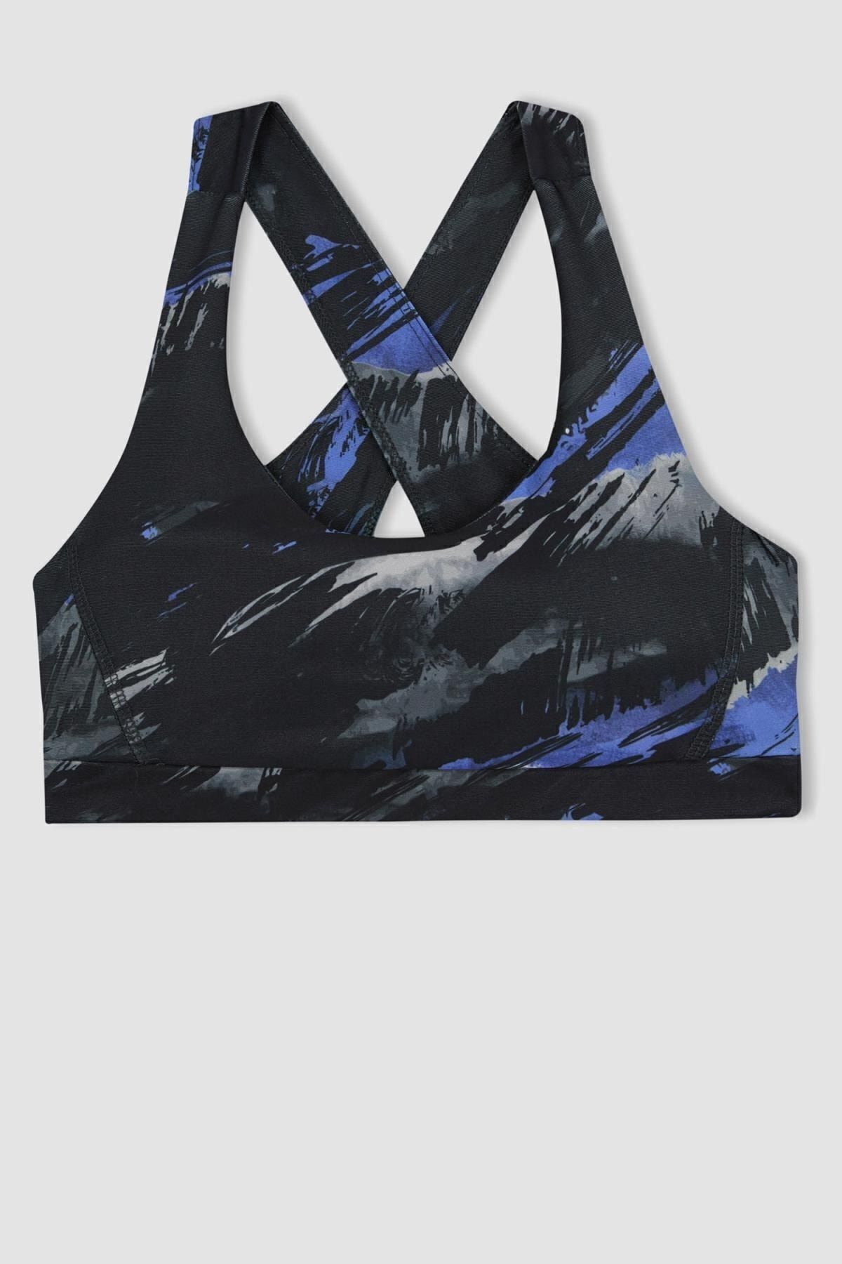 DEFACTO Fit Round Neck Patterned Sports Bra