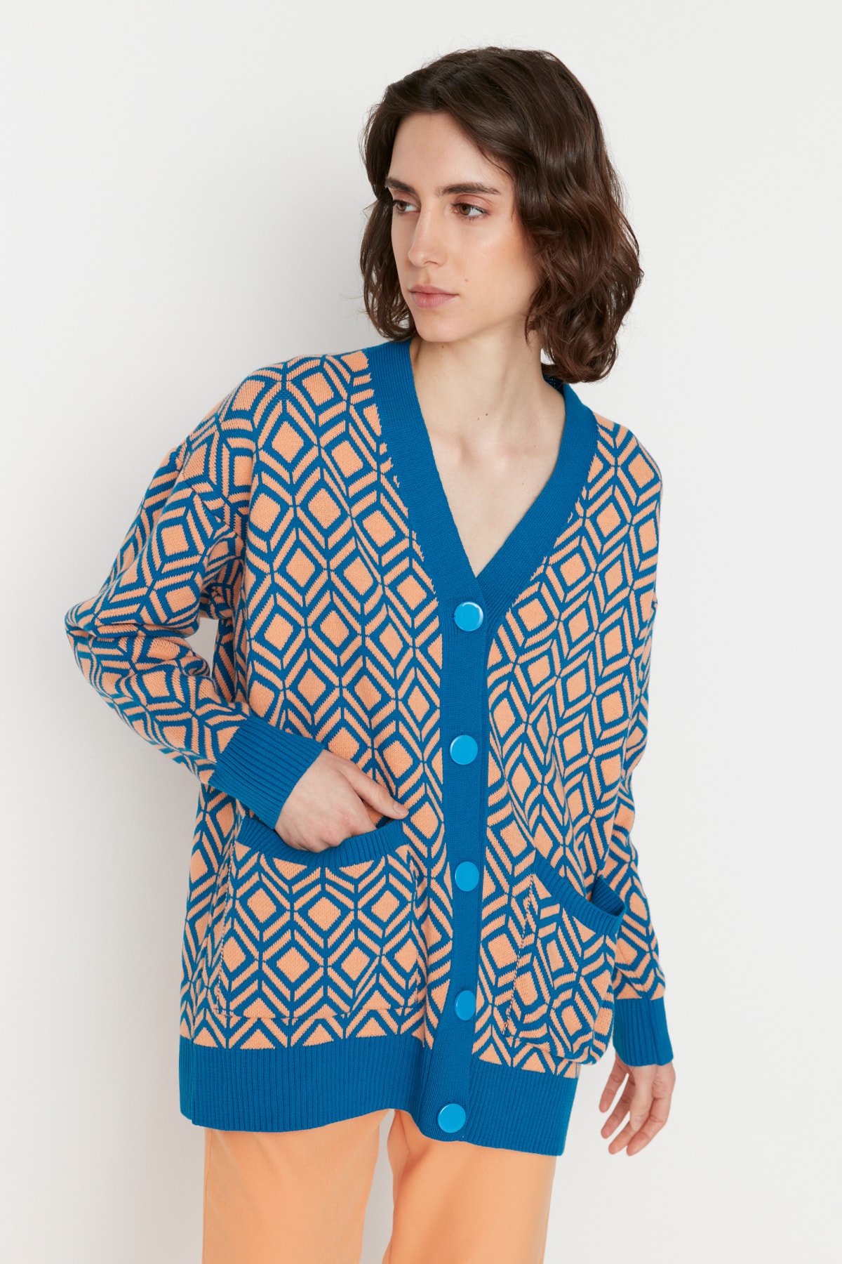 Trendyol Oil Jacquard Knitwear Cardigan