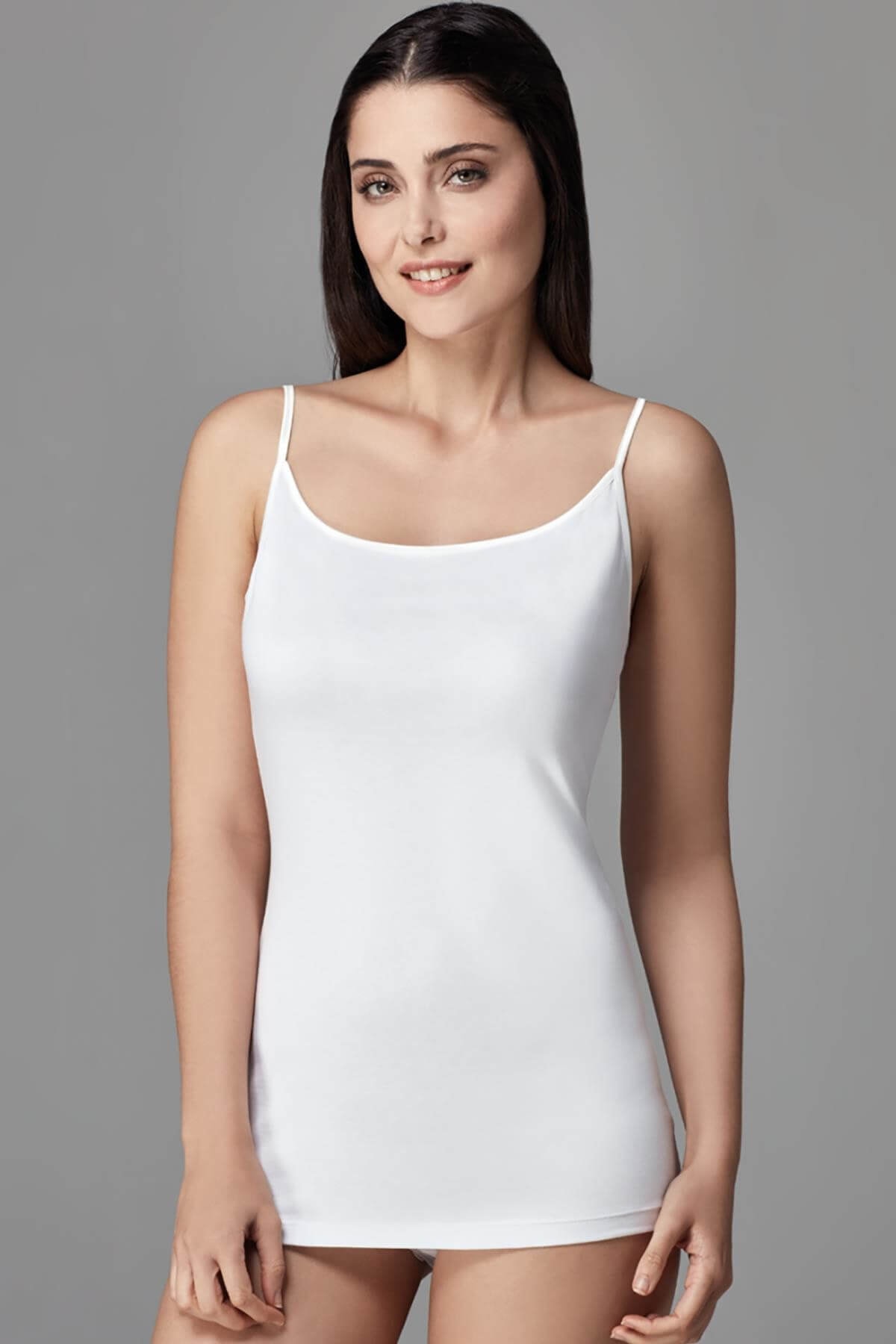 Levně Dagi White 2-Piece Thin Strap Combed Cotton Women&#39;s Undershirt