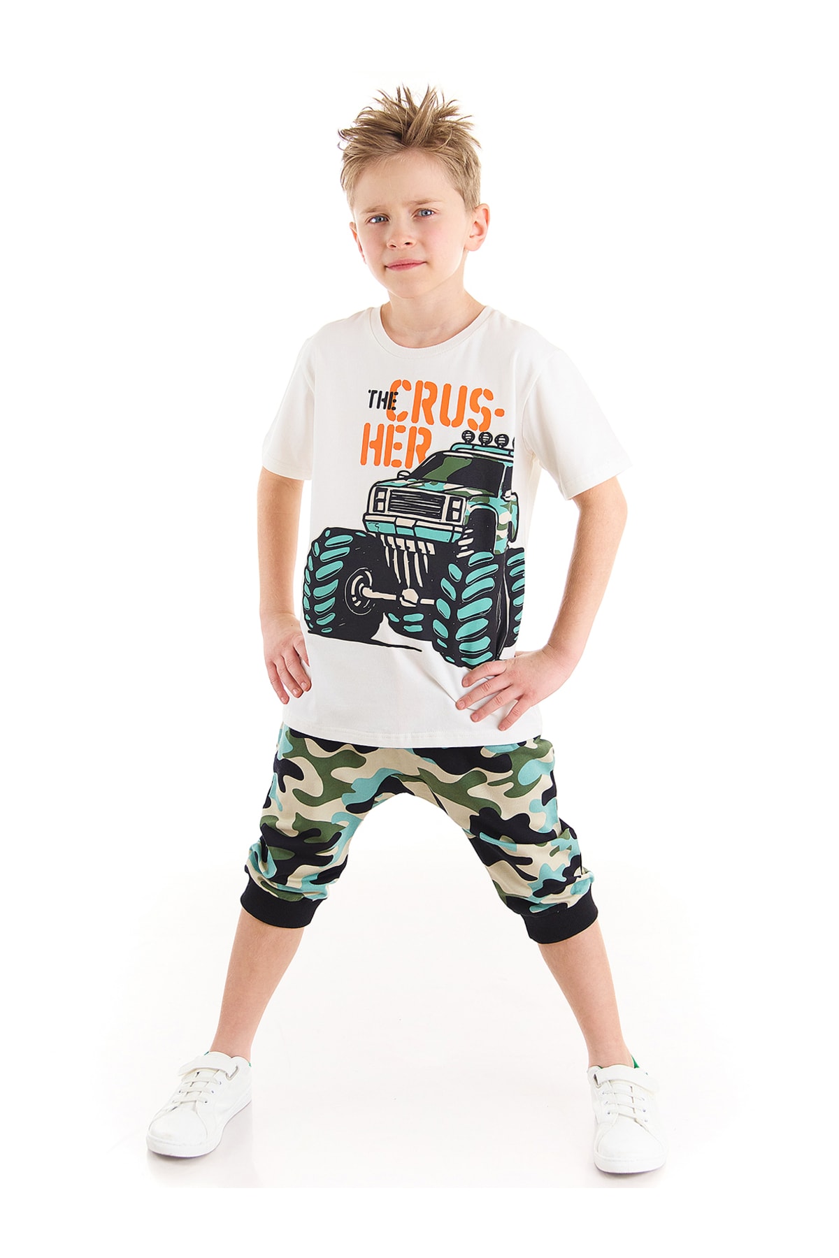 Levně mshb&g Monster Car Boy T-shirt Capri Shorts Set