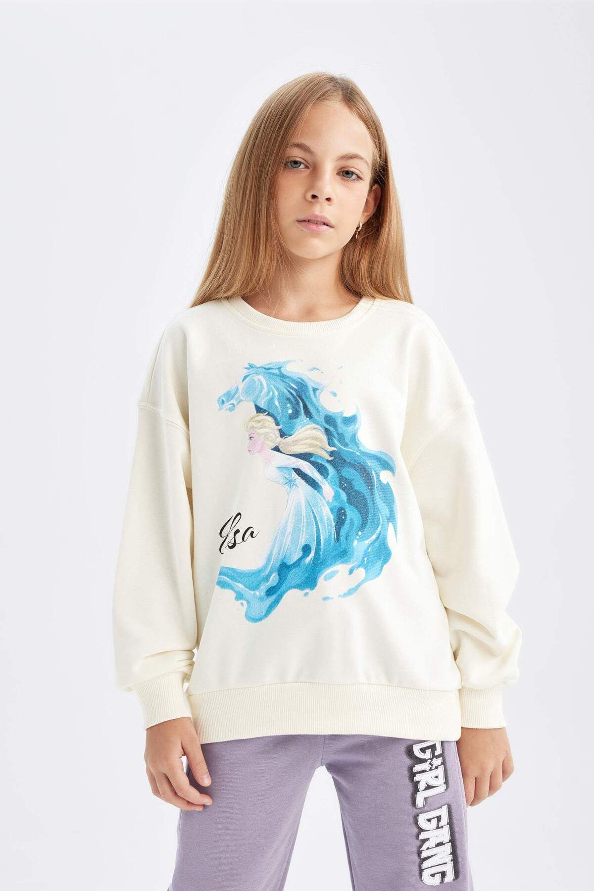 DEFACTO DFC - Girl Frozen Relax Fit Crew Neck Sweatshirt