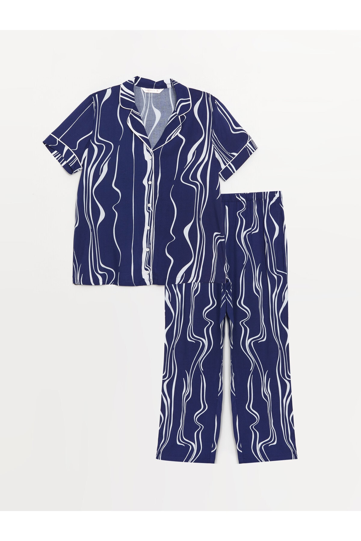 LC Waikiki Shirt Collar Patterned Short Sleeve Women's Pajamas Set