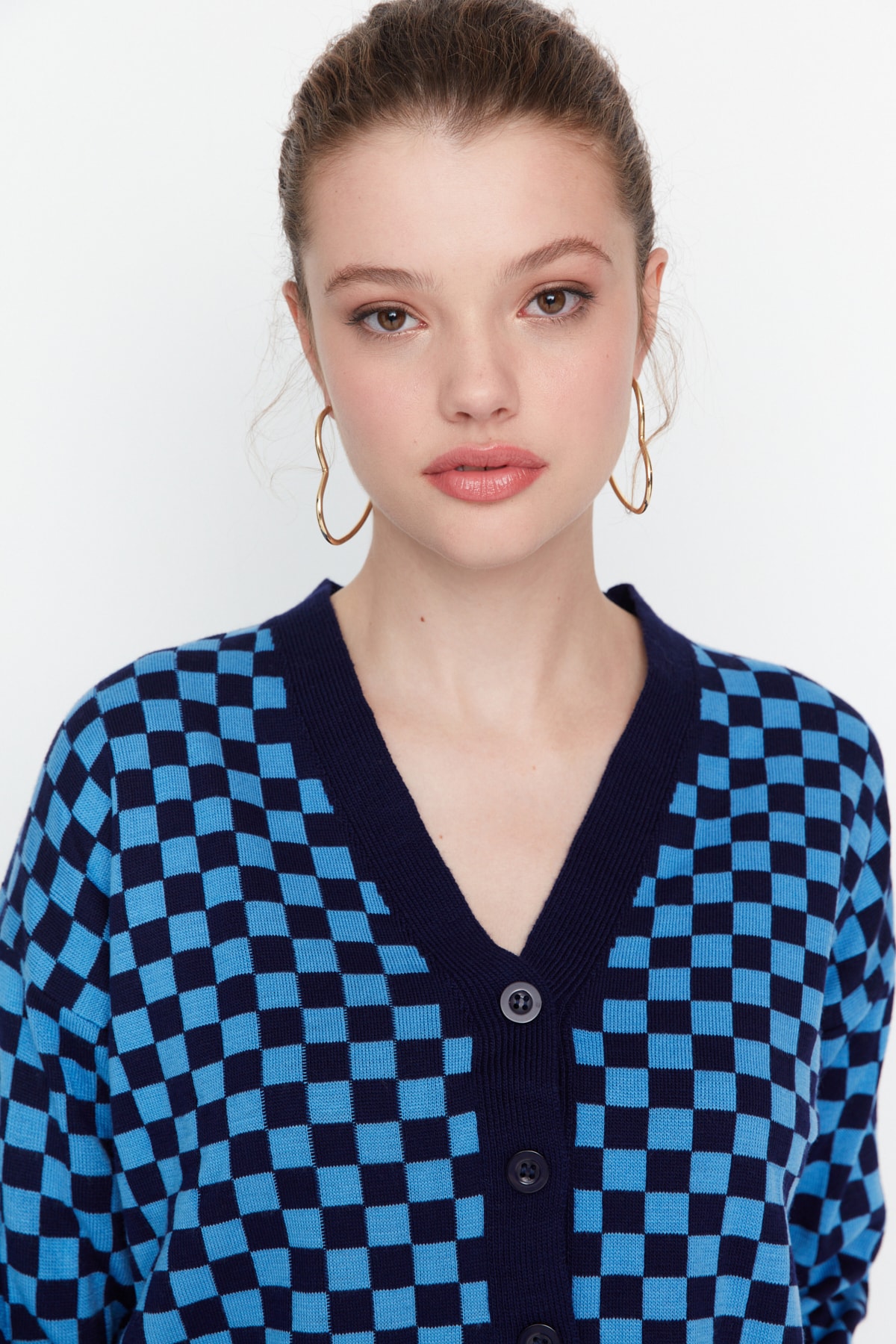 Trendyol Navy Blue Jacquard Knitwear Cardigan