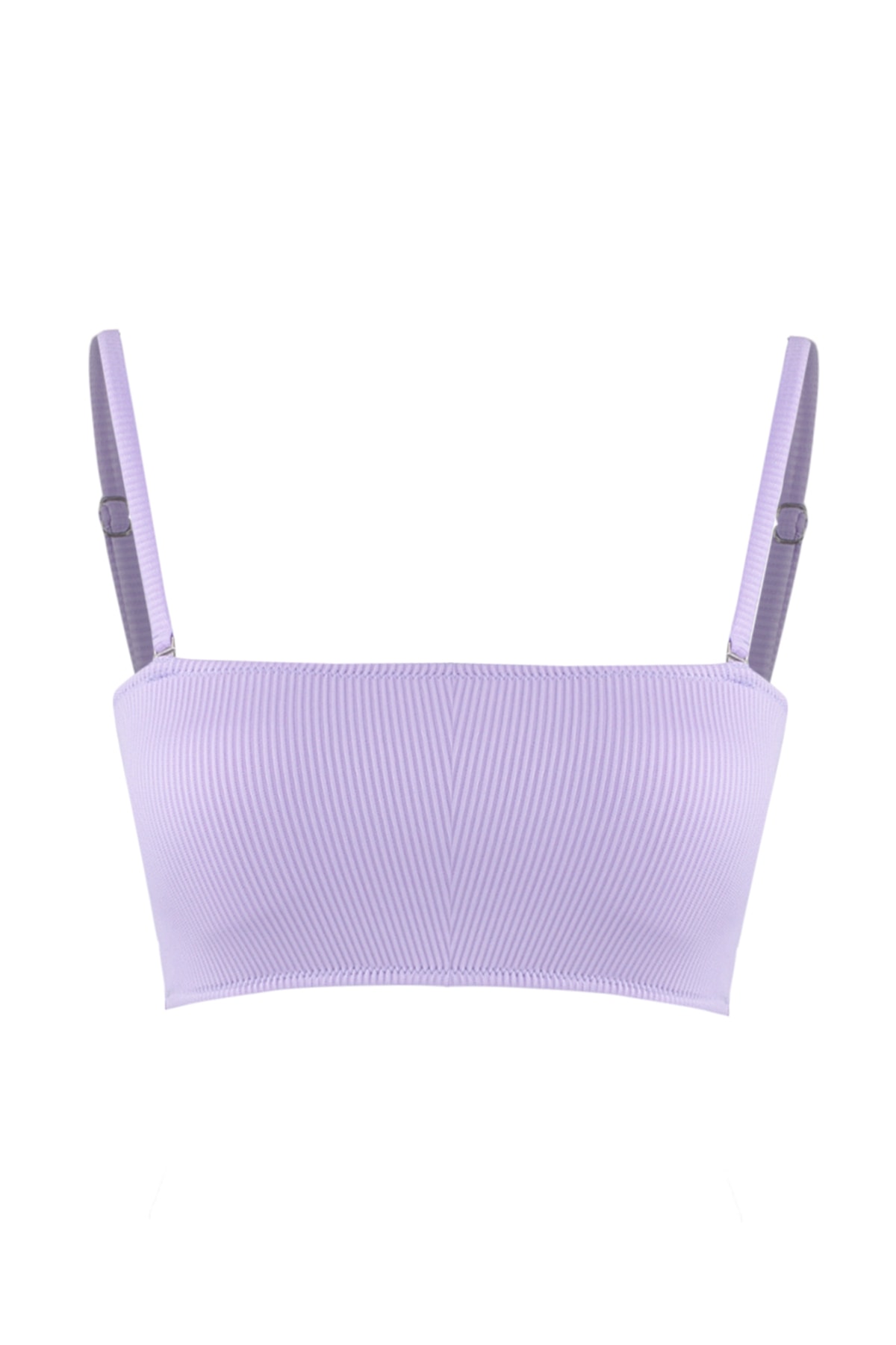 Top bikini texturat Trendyol Lilac fără bretele