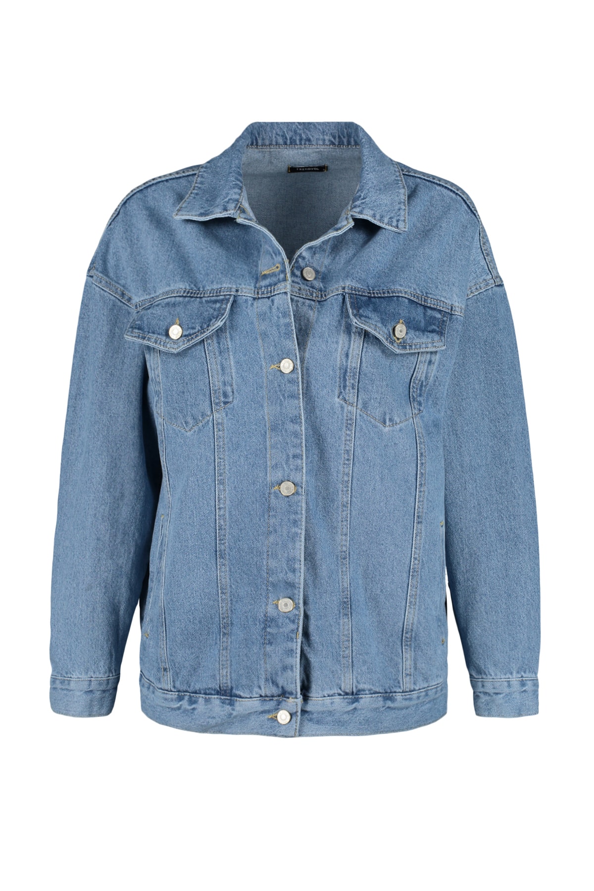 Jachetă Trendyol Blue Oversize Trucker Denim