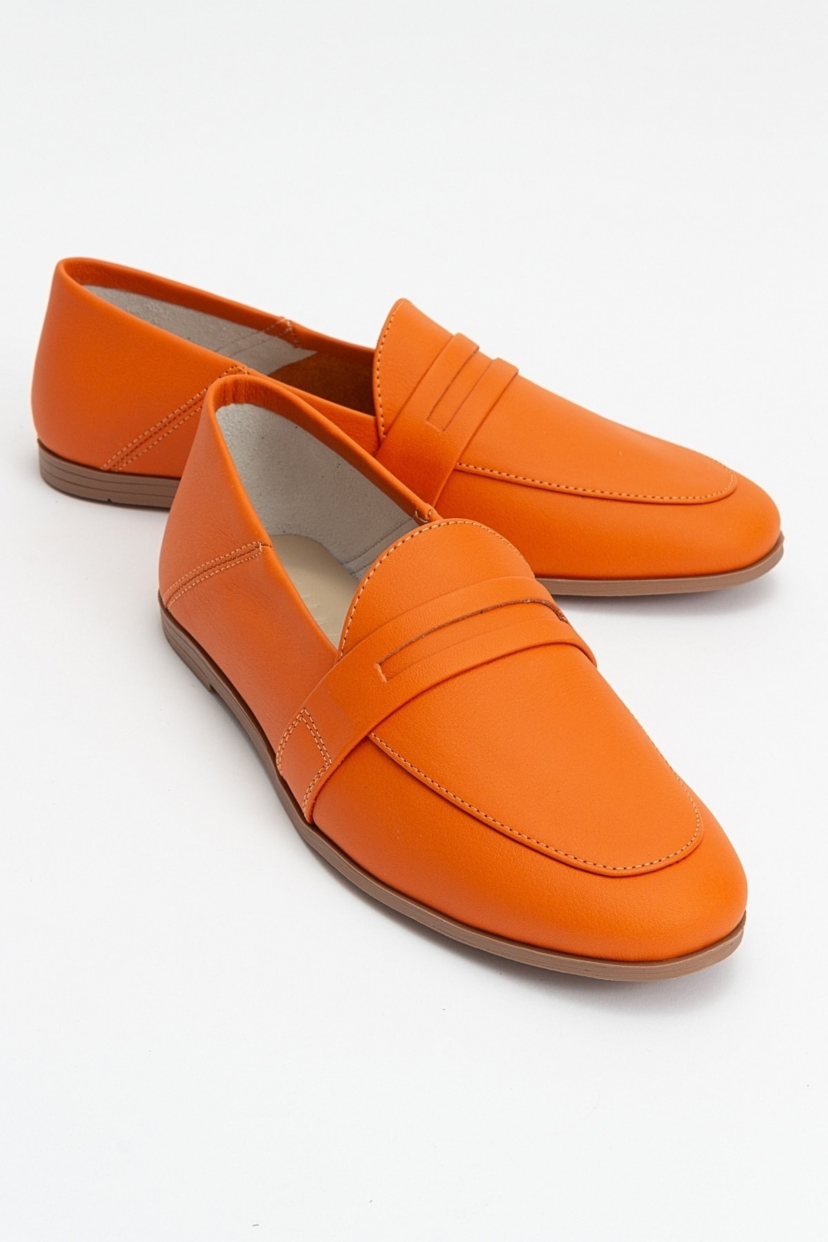 Levně LuviShoes F05 Orange Skin Genuine Leather Women's Flats