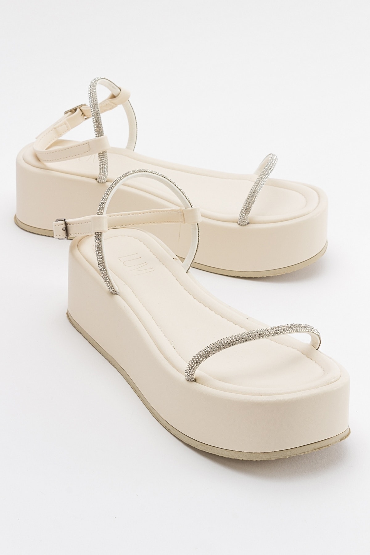 Levně LuviShoes Ekos Women's Ecru Beige Sandals