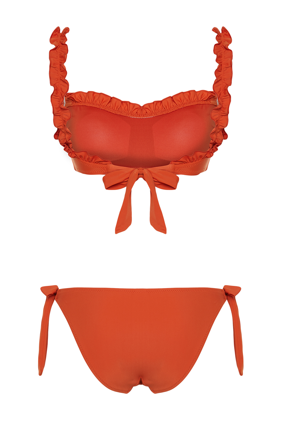 Trendyol Cinnamon Bralette Frilled Regular Bikini Set