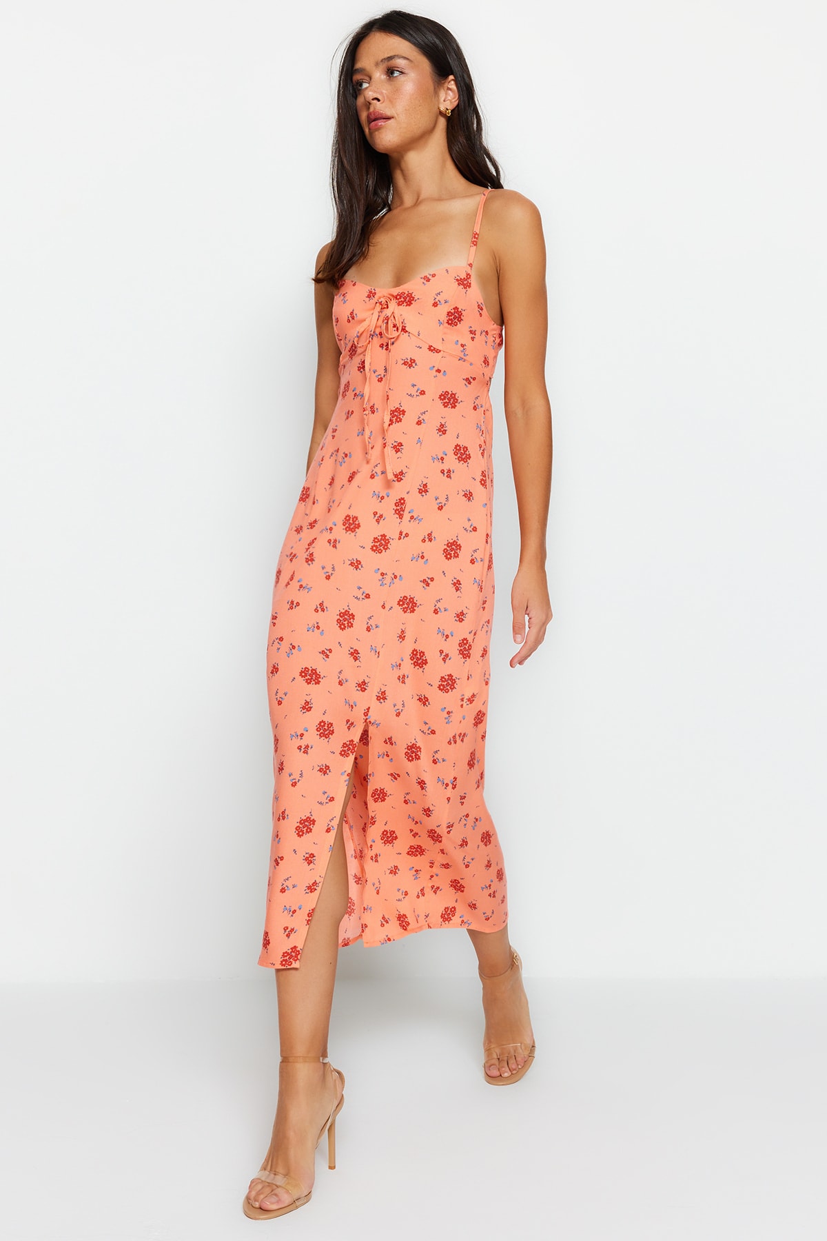 Trendyol Pink Straps and Slits Woven Dress