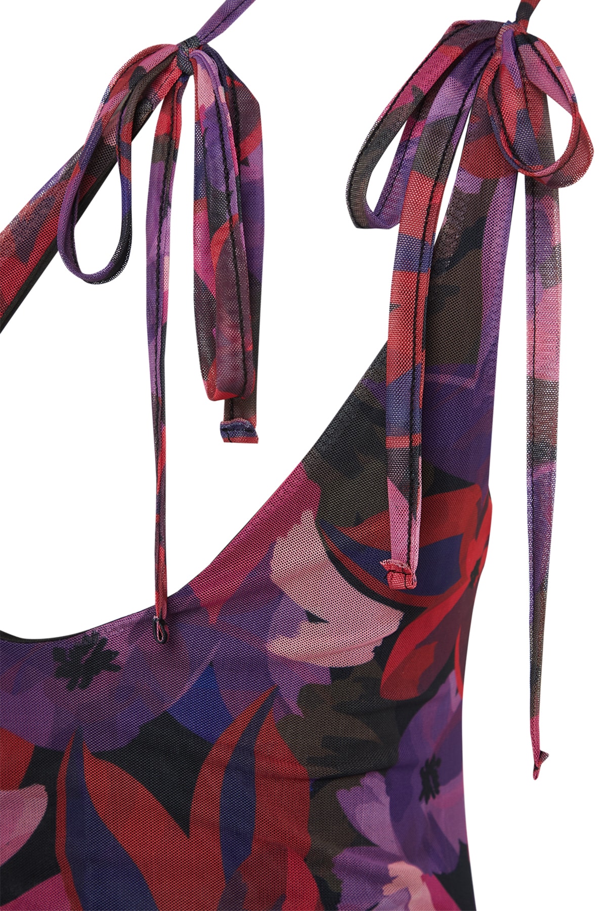 Trendyol Multicolor Asimetric Guler Tulle Captusit, Cromat Rochie Maxi