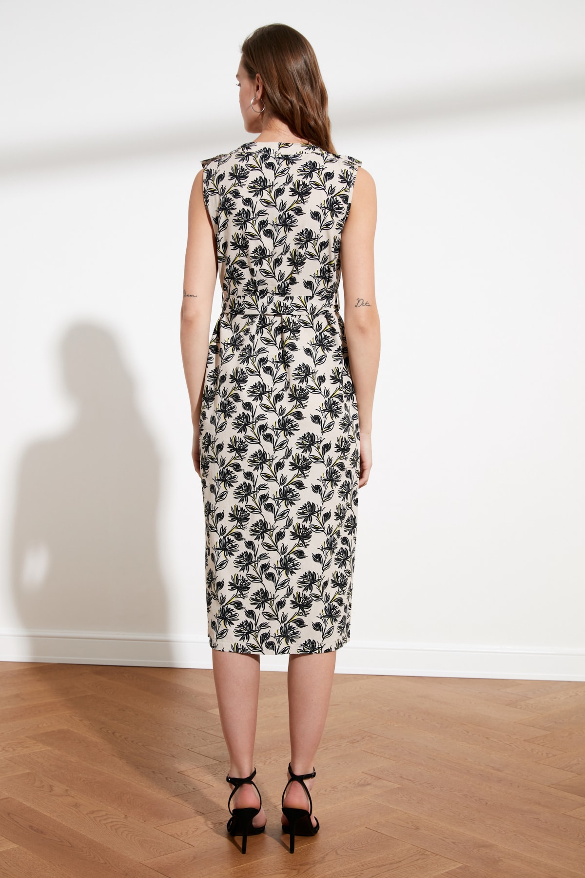 Trendyol Ekru Belt Button Detaliu Rochie