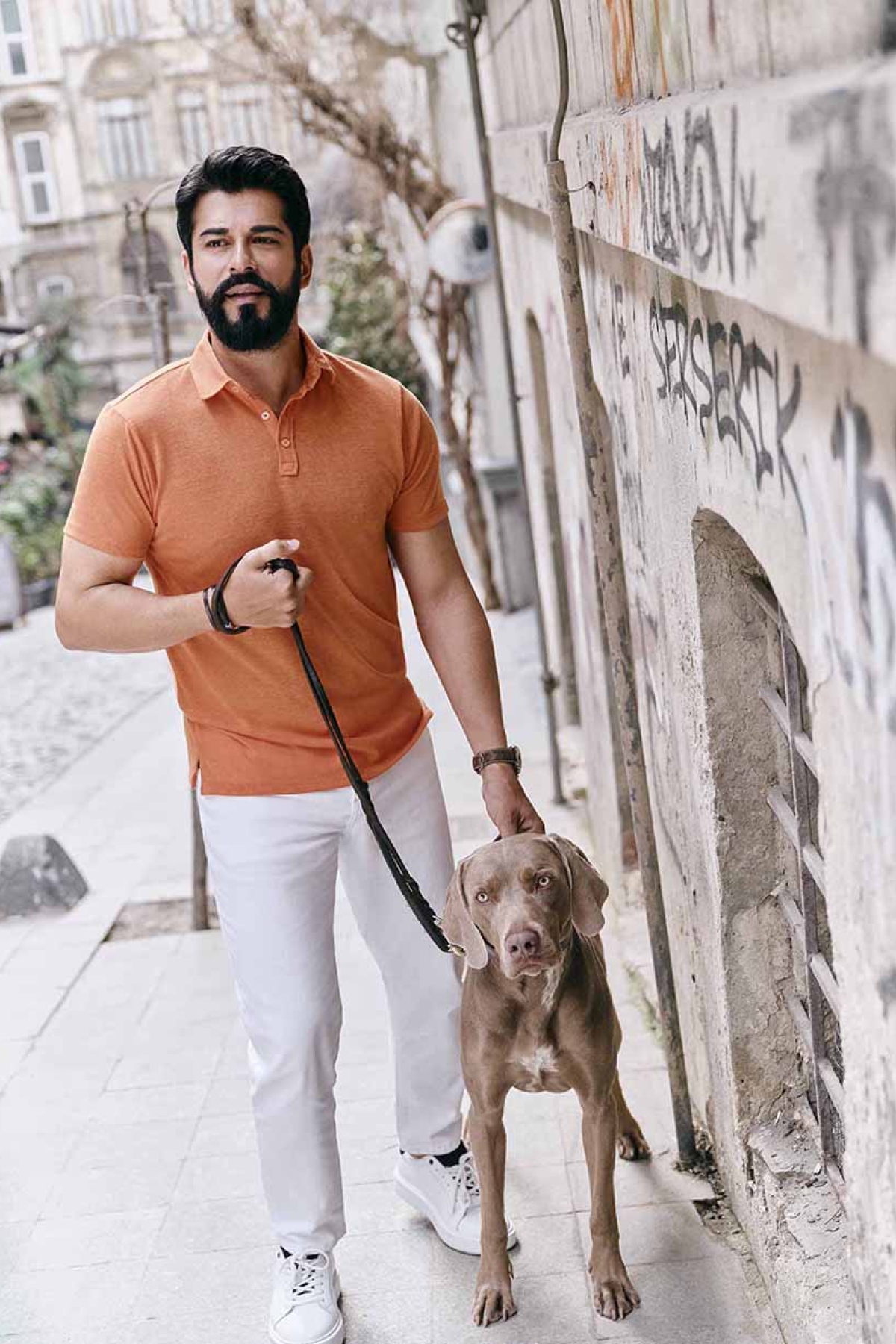Levně AC&Co / Altınyıldız Classics Men's Orange Slim Fit Slim Fit Polo Neck Plain Casual T-Shirt