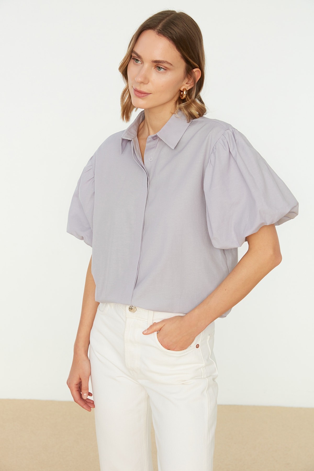 Trendyol Lilac Balloon Sleeve Shirt