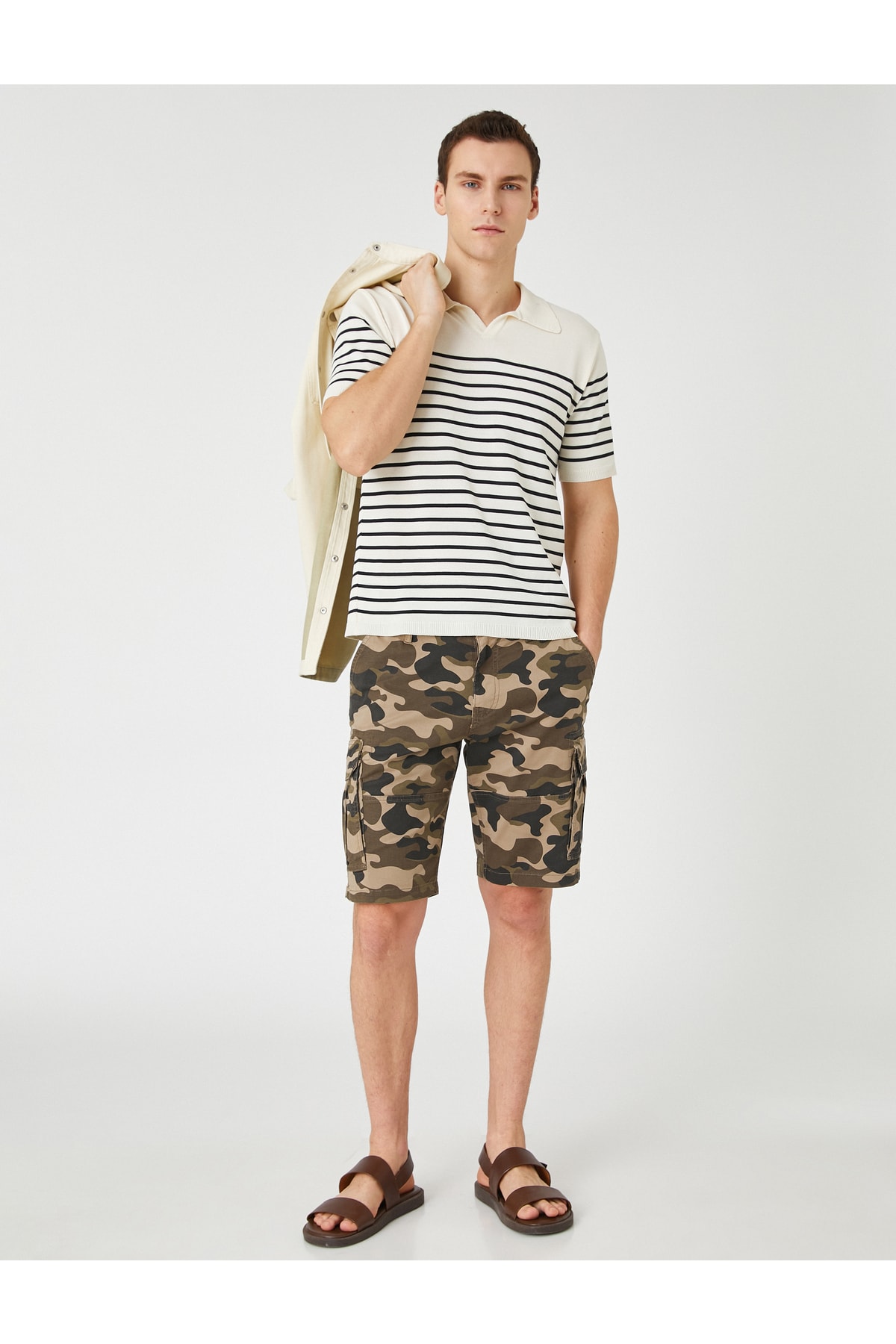 Koton Cargo Shorts Camouflage Printed with Pocket Detailed and Button.