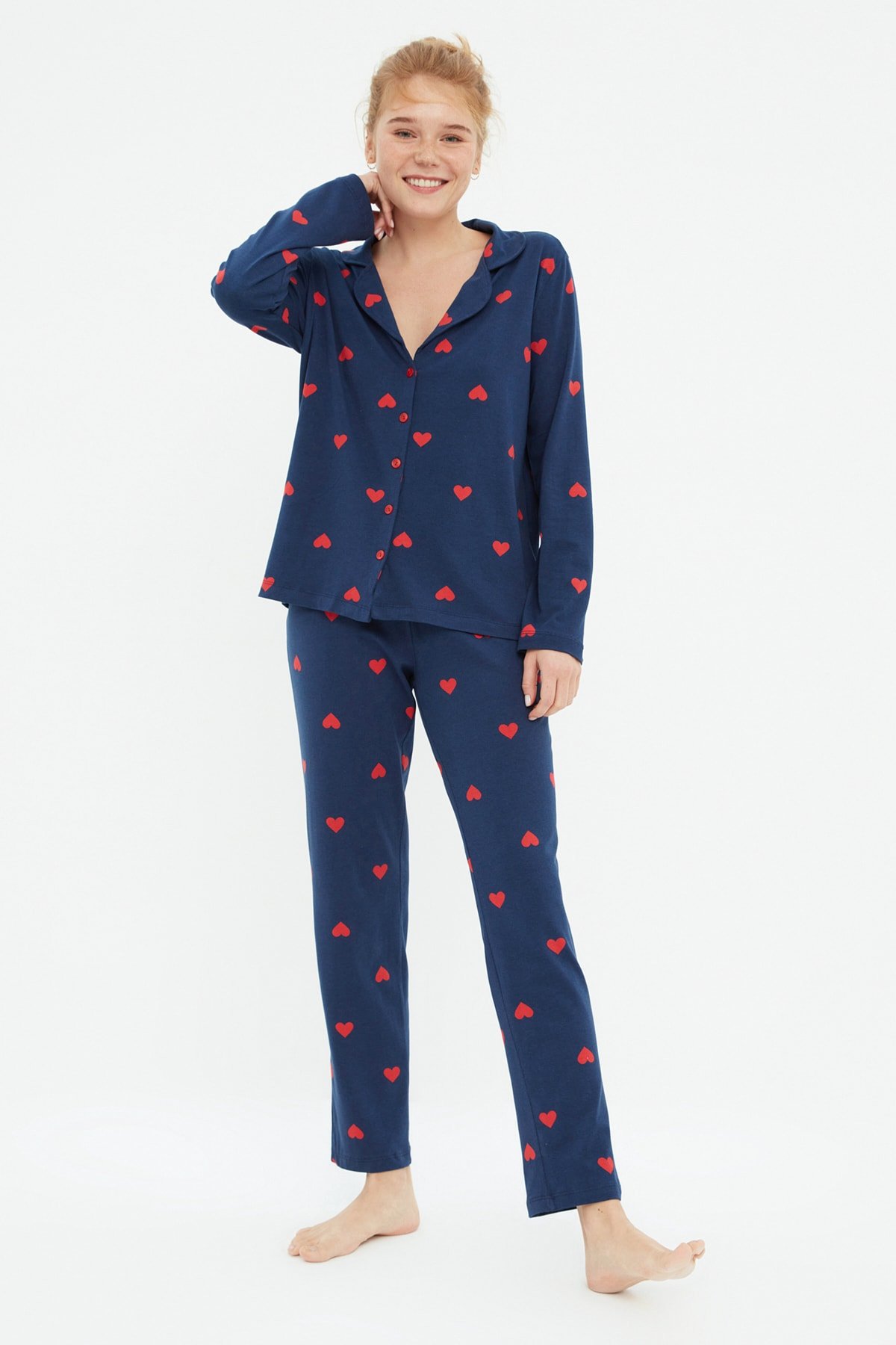 Damen Pyjama Set Trendyol Heart Printed