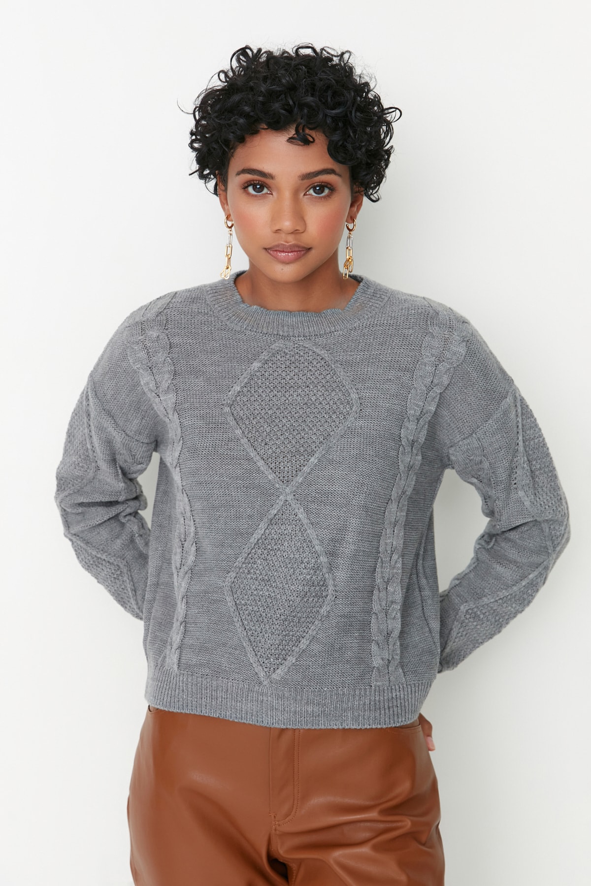 Trendyol Sweater - Gray - Regular fit