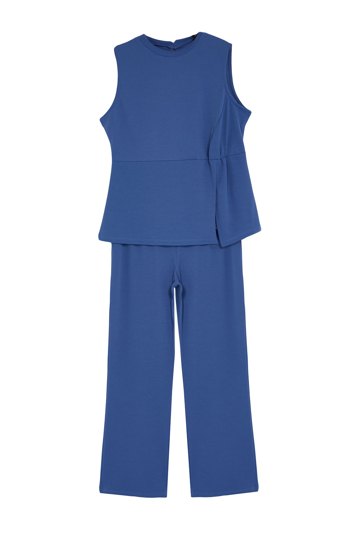 Trendyol Curve Blue Slit Detailed Knitted Top-Bottom Set