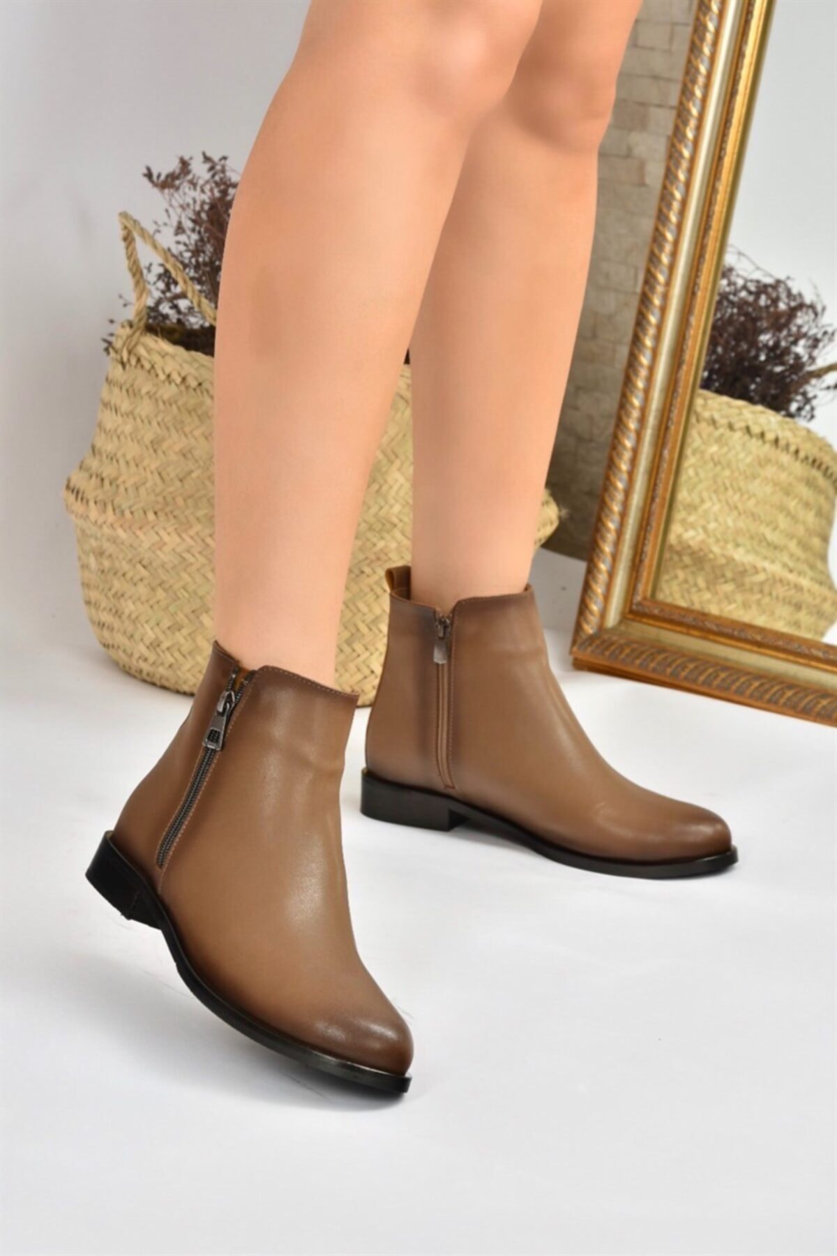 Levně Fox Shoes Mink Faux Leather Women's Boots