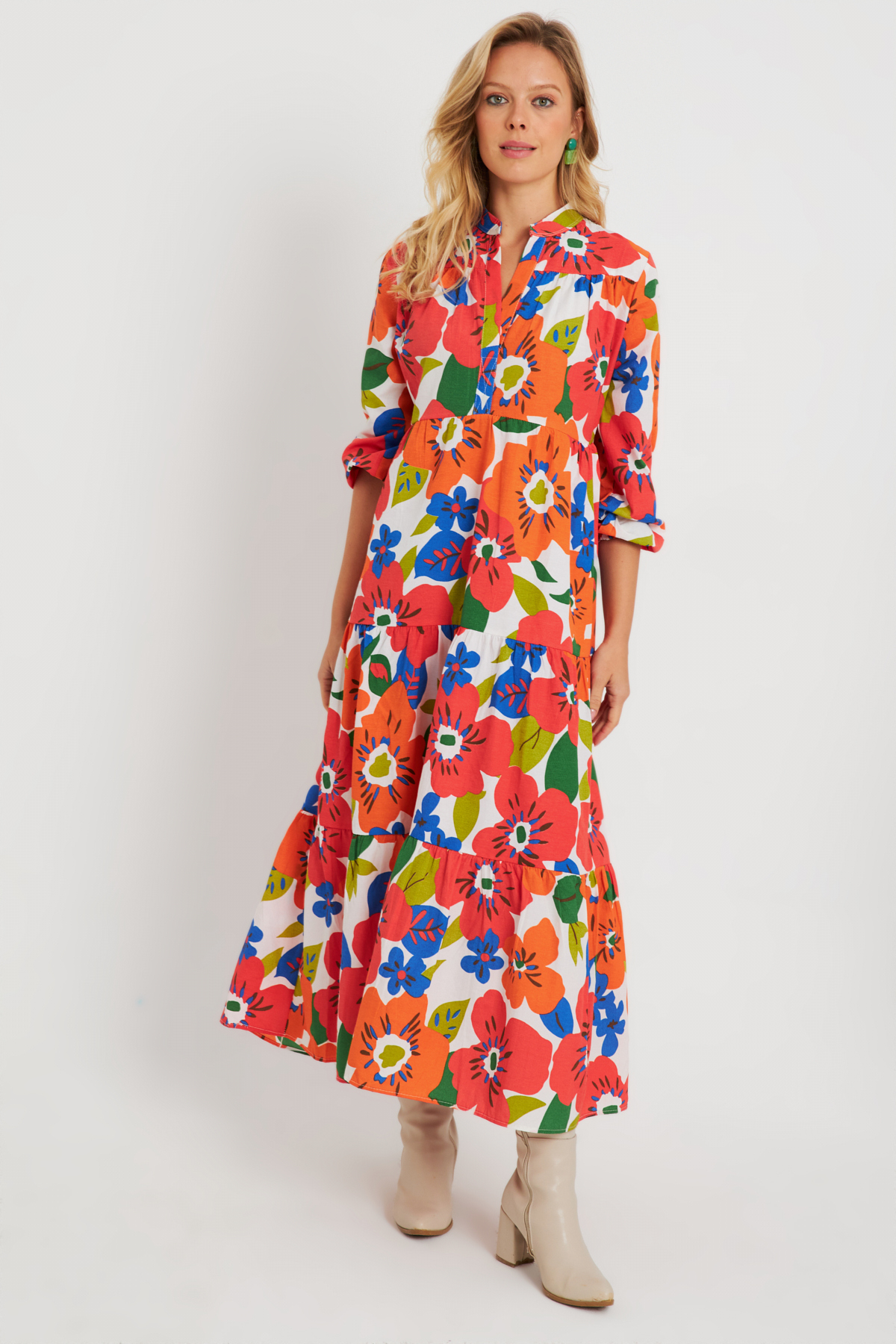 Cool &amp; Sexy Women's Patterned Loose Mini Dress Orange