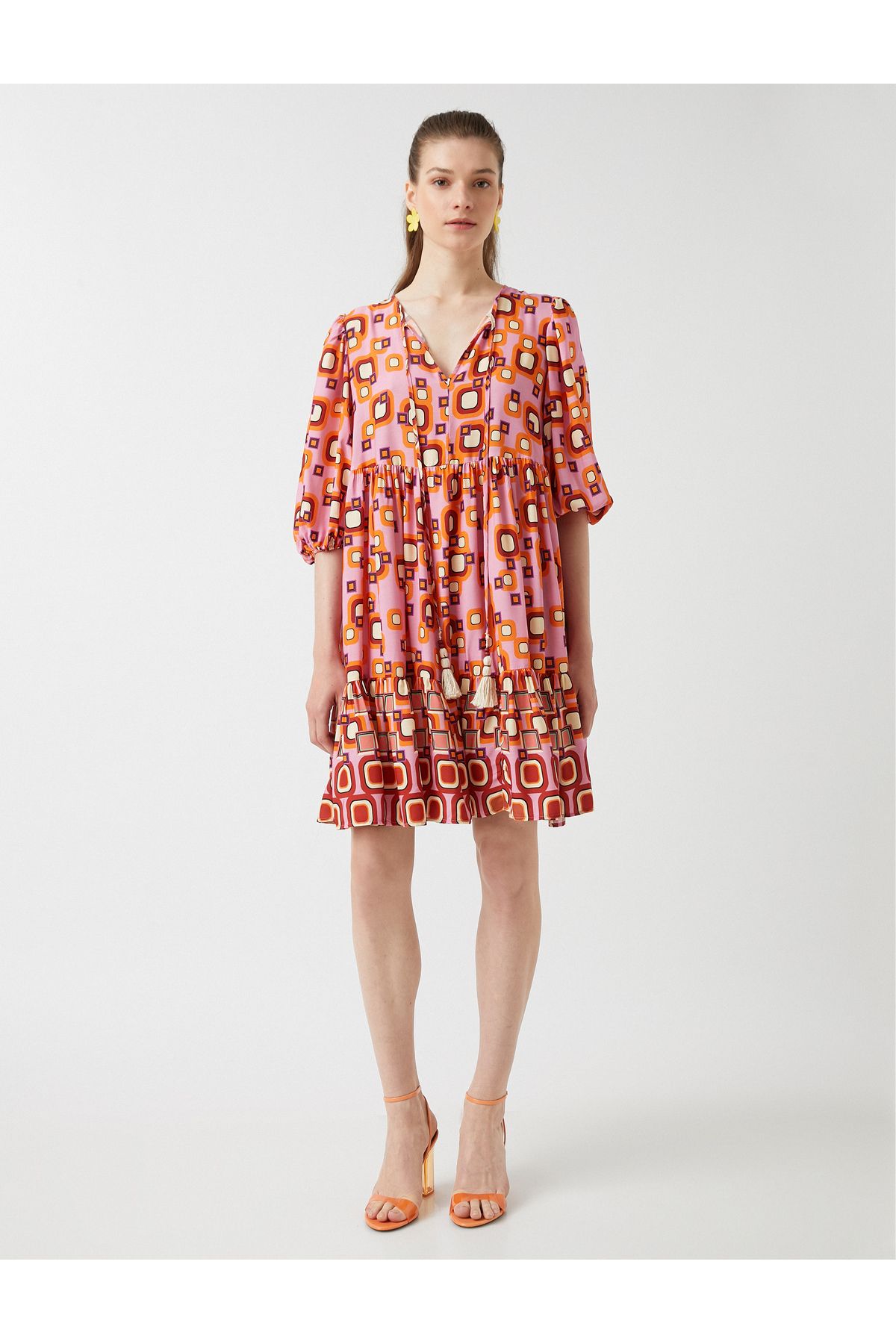 Koton Mini Balon Maneca Rochie Scurta