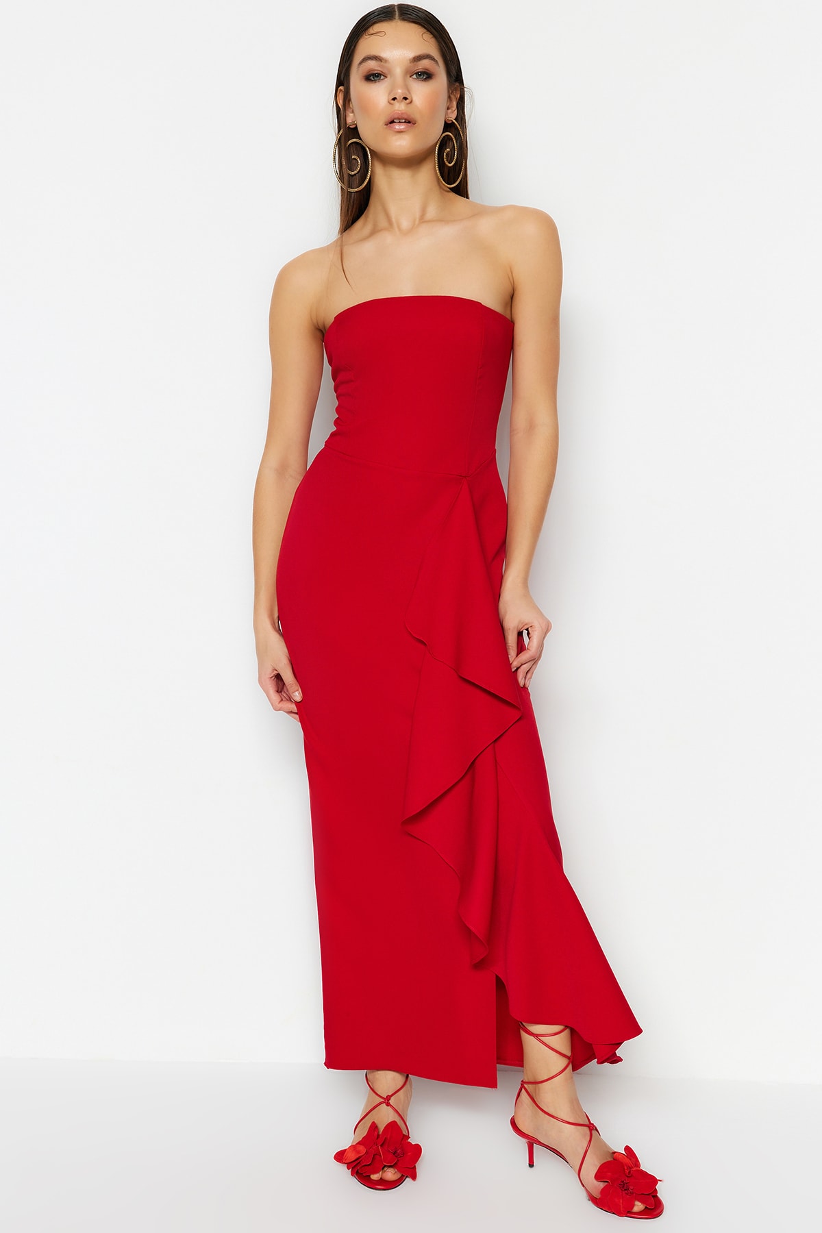 Trendyol Red Woven Evening Dress