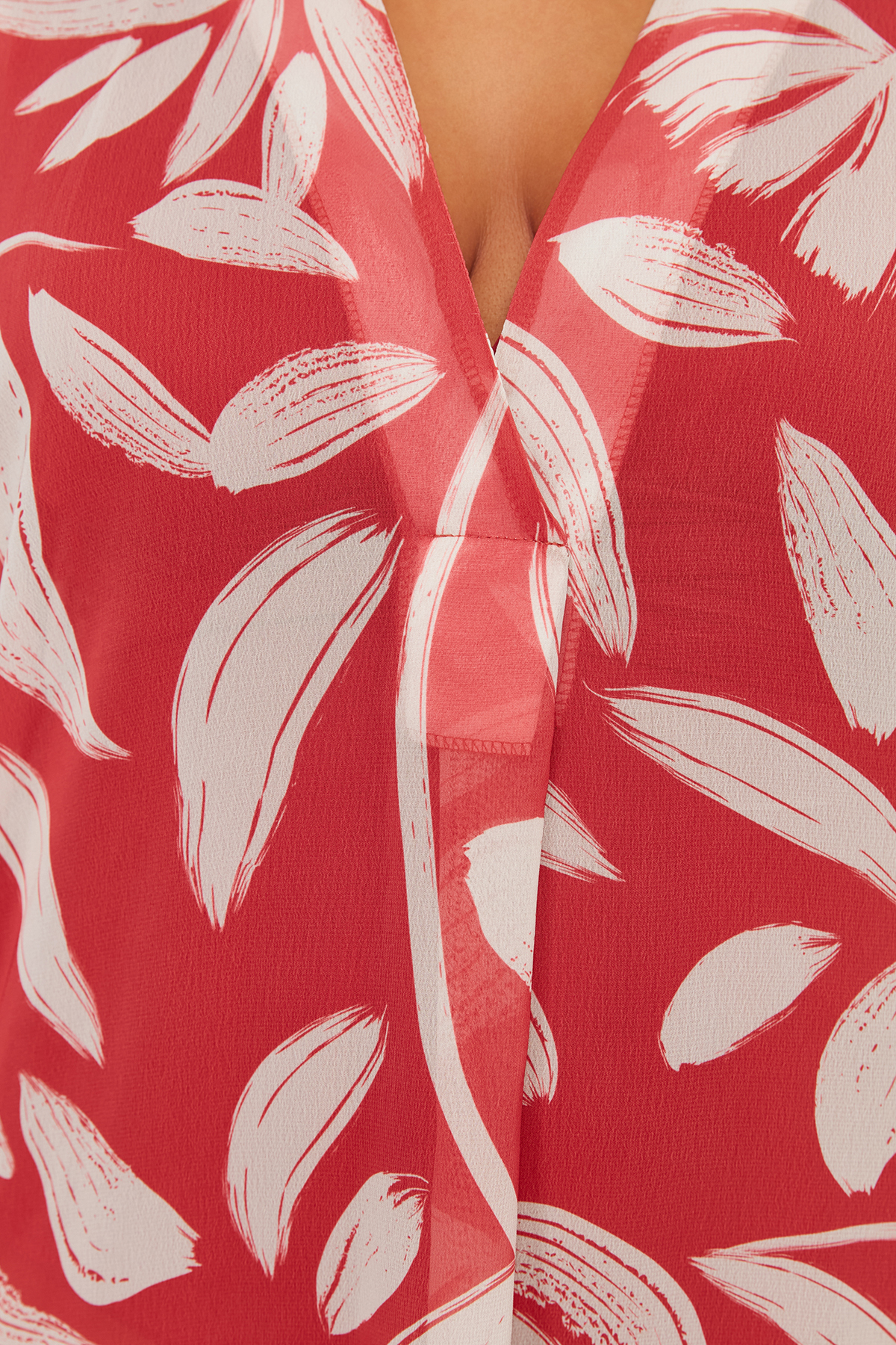 Trendyol Curve Multicolored Tropical Patterned Bat Sleeve Midi Length Woven Plus Size Beach Dress