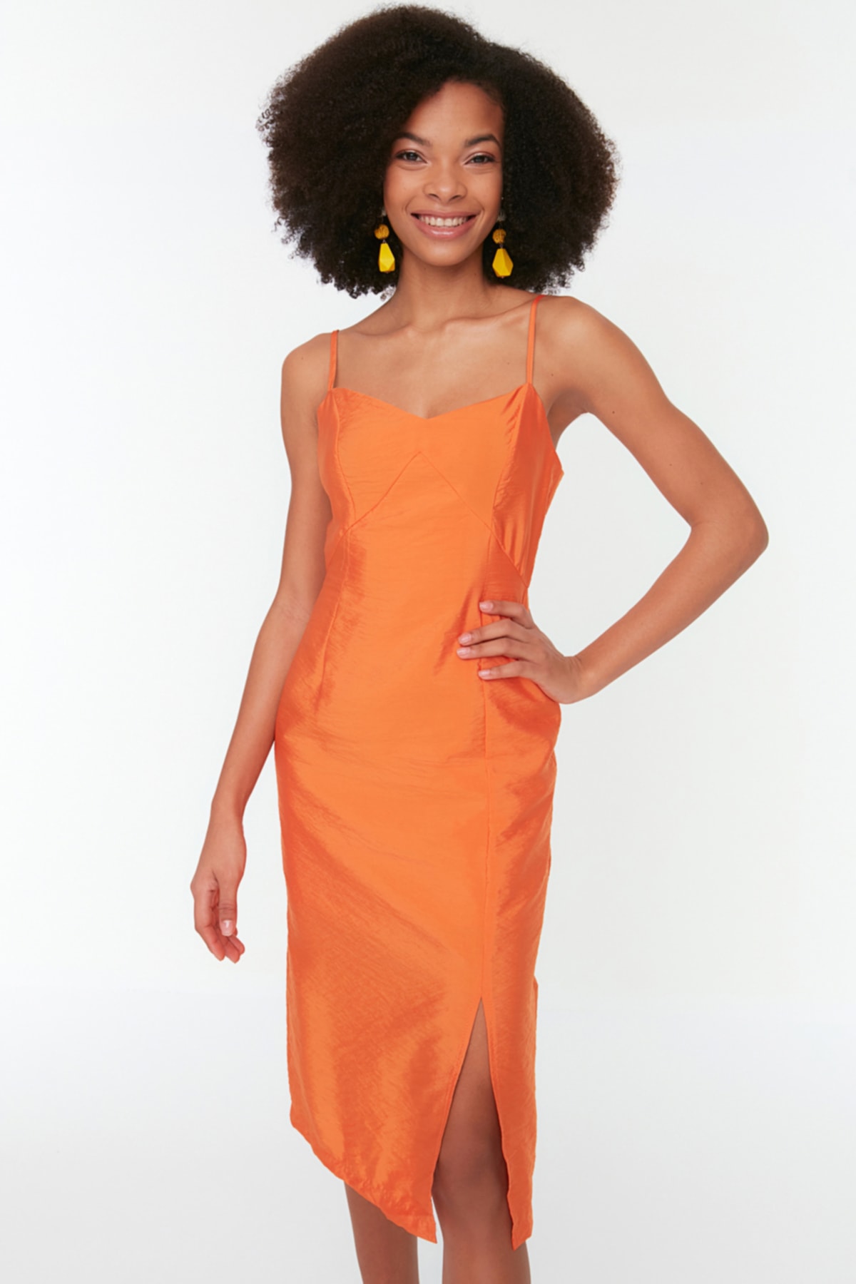 Rochie țesută Trendyol Orange Strappy