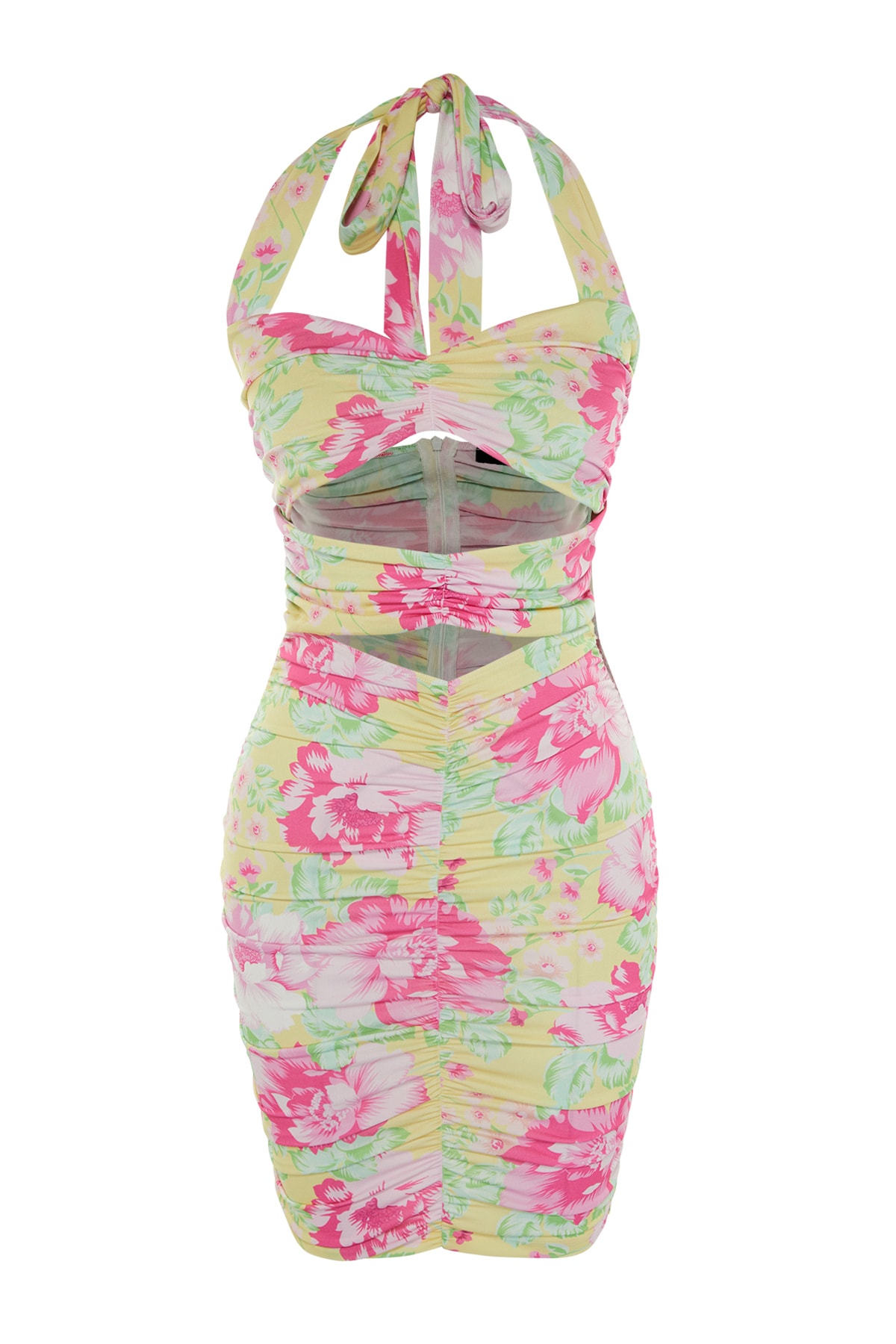 Trendyol multicolor tricotat la fereastră/croială rochie de seară elegantă cu model floral detaliat