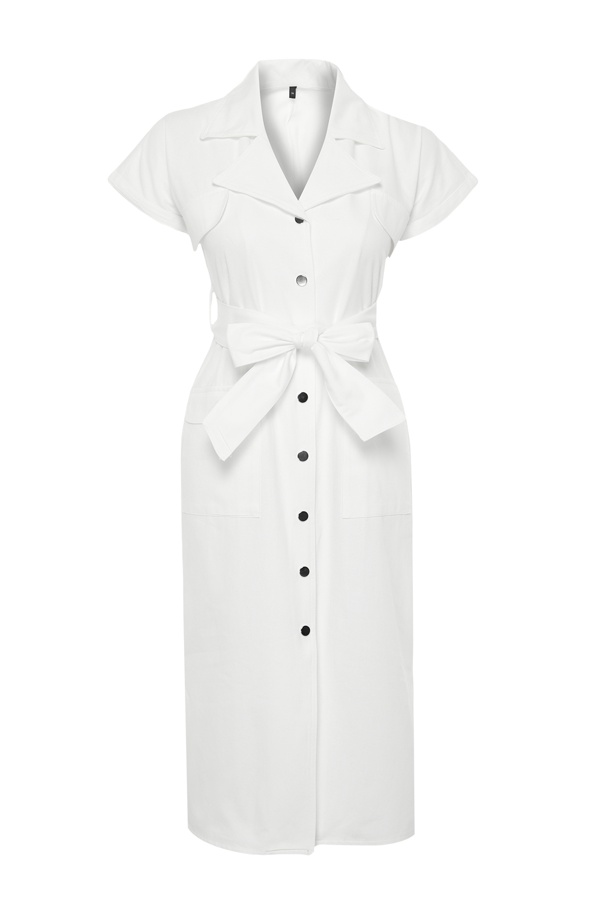 Trendyol Ecru Belted Wide Fit Gabardine Midi Shirt Dress