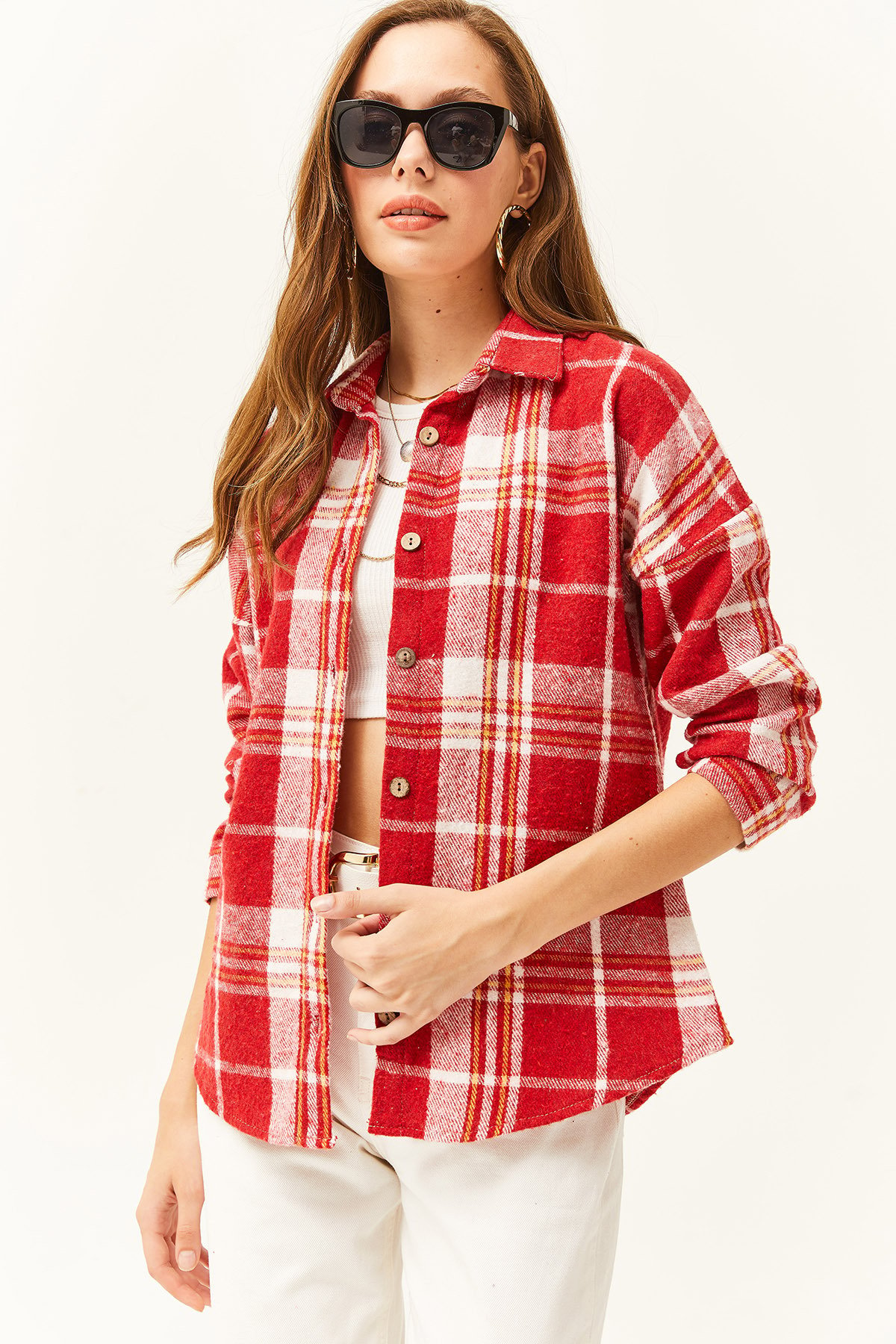 Olalook Women's Red Plaid Lumberjack Shirt